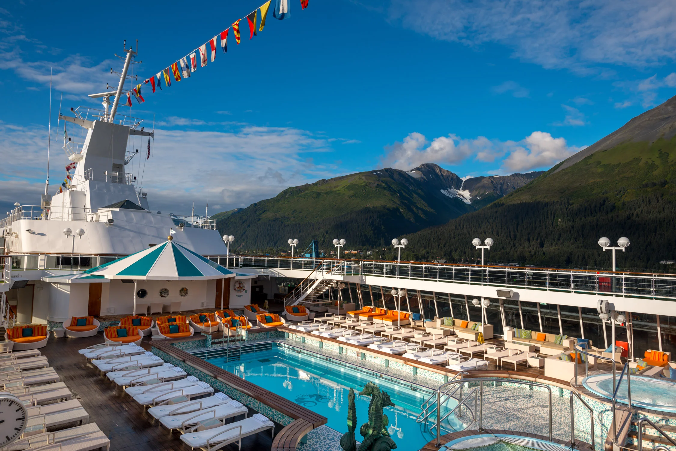 The pool deck aboard Crystal Cruises