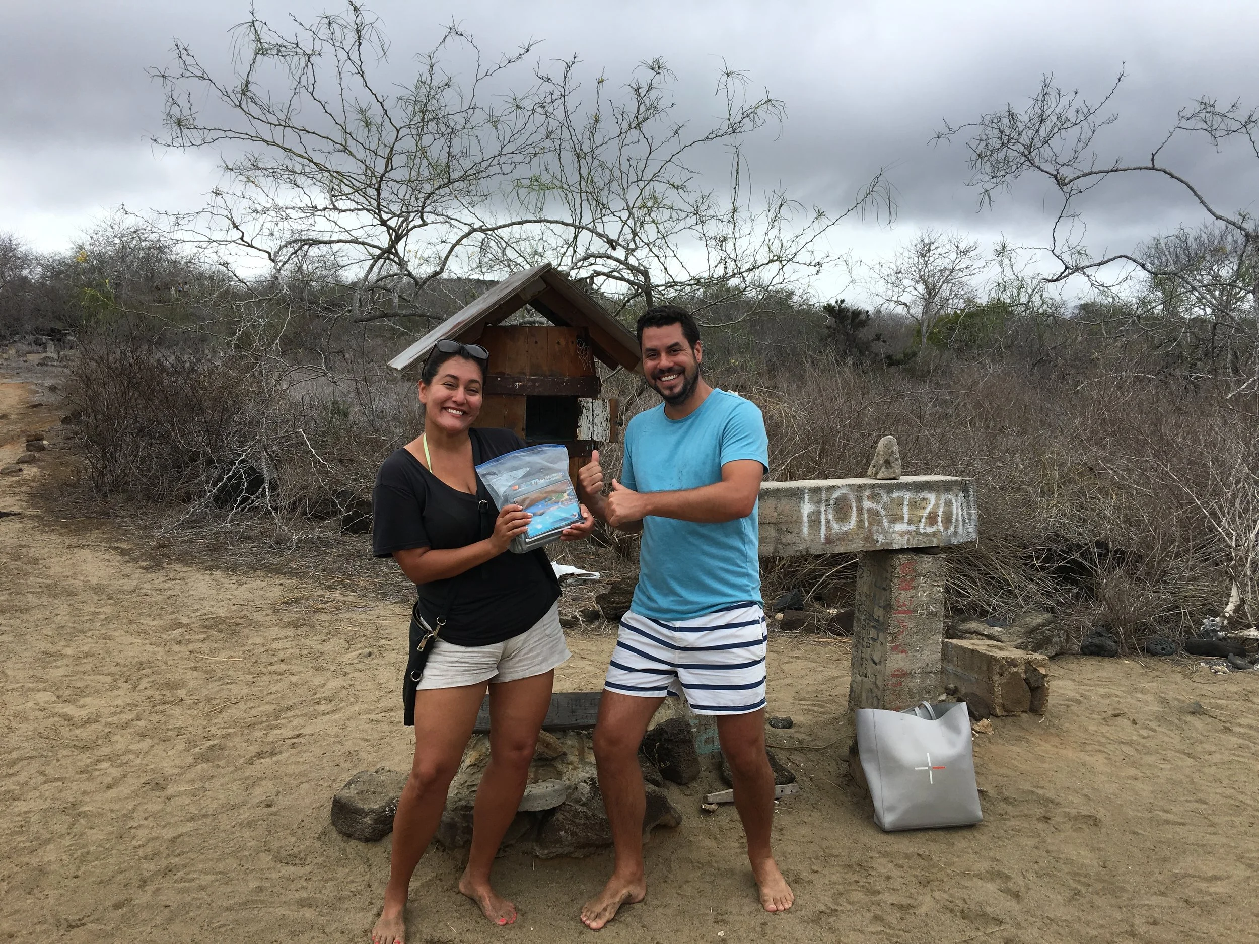 Droping off our postcards on Floreana Island