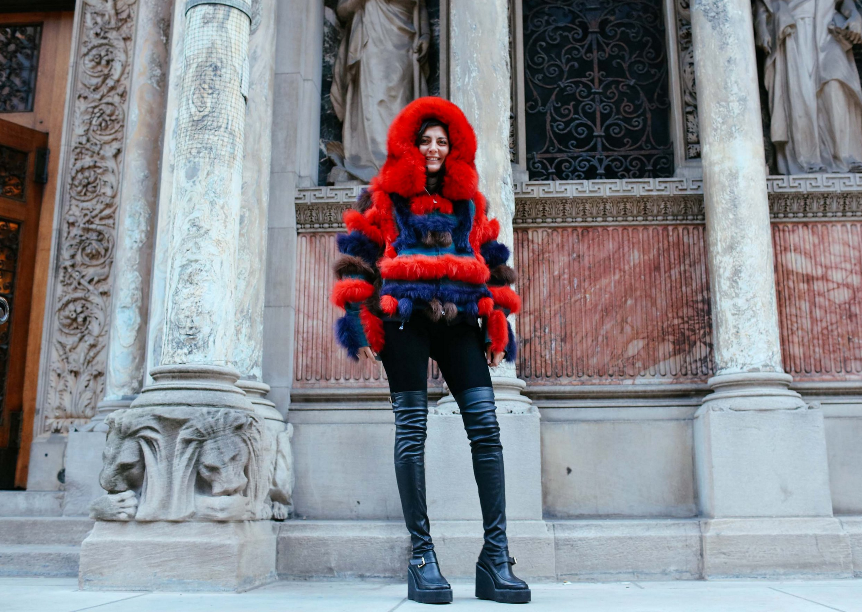 Giovanna Battaglia in a Sacai coat