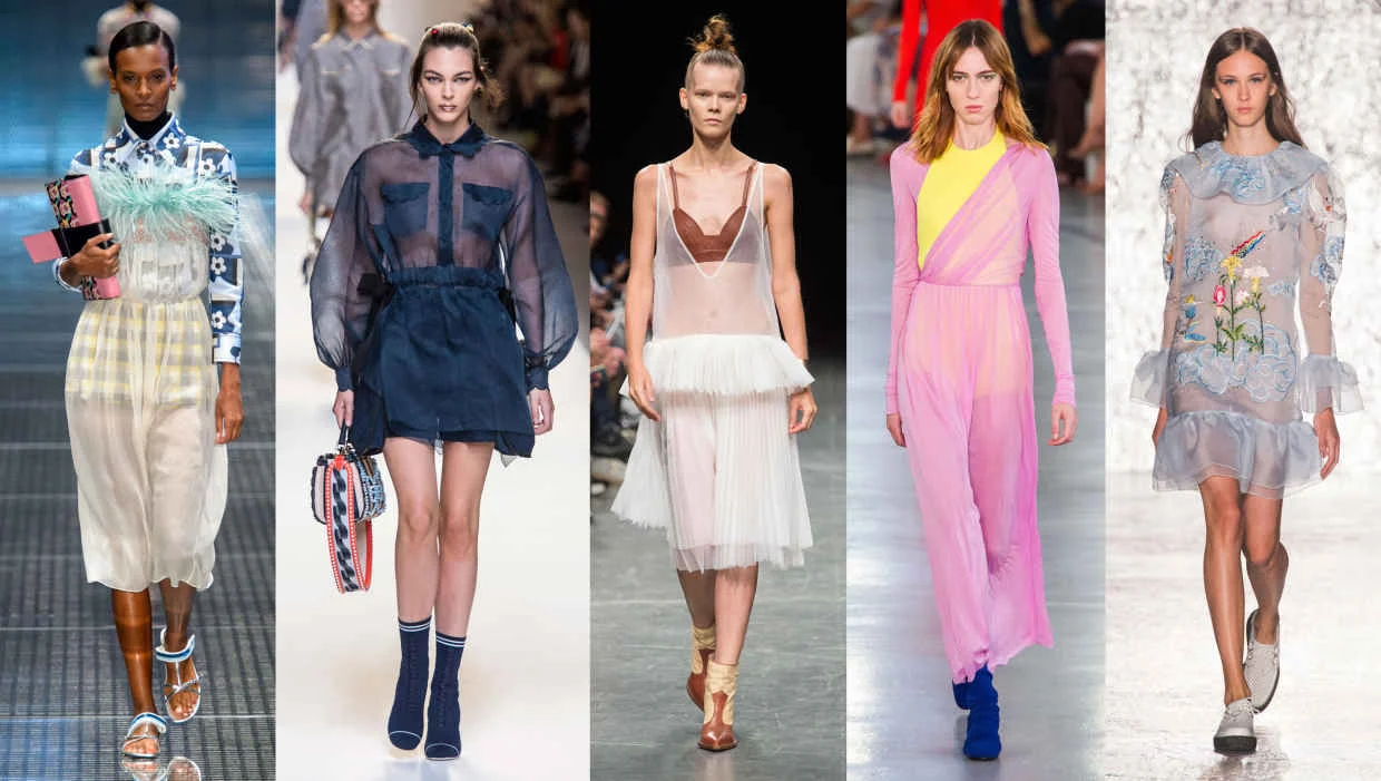 Looks from L-R: Prada, Fendi, Wunderkind, Pucci and Vivetta. Photos: Imaxtree