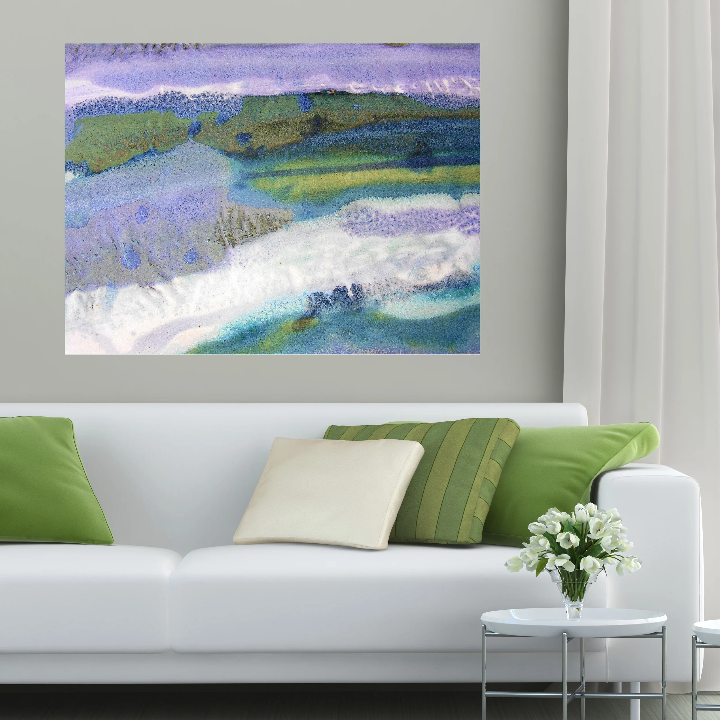 30. Modern Living Room with Purple Green and White Landscape Abstract Canvas Print Maggie Minor Designs.jpg