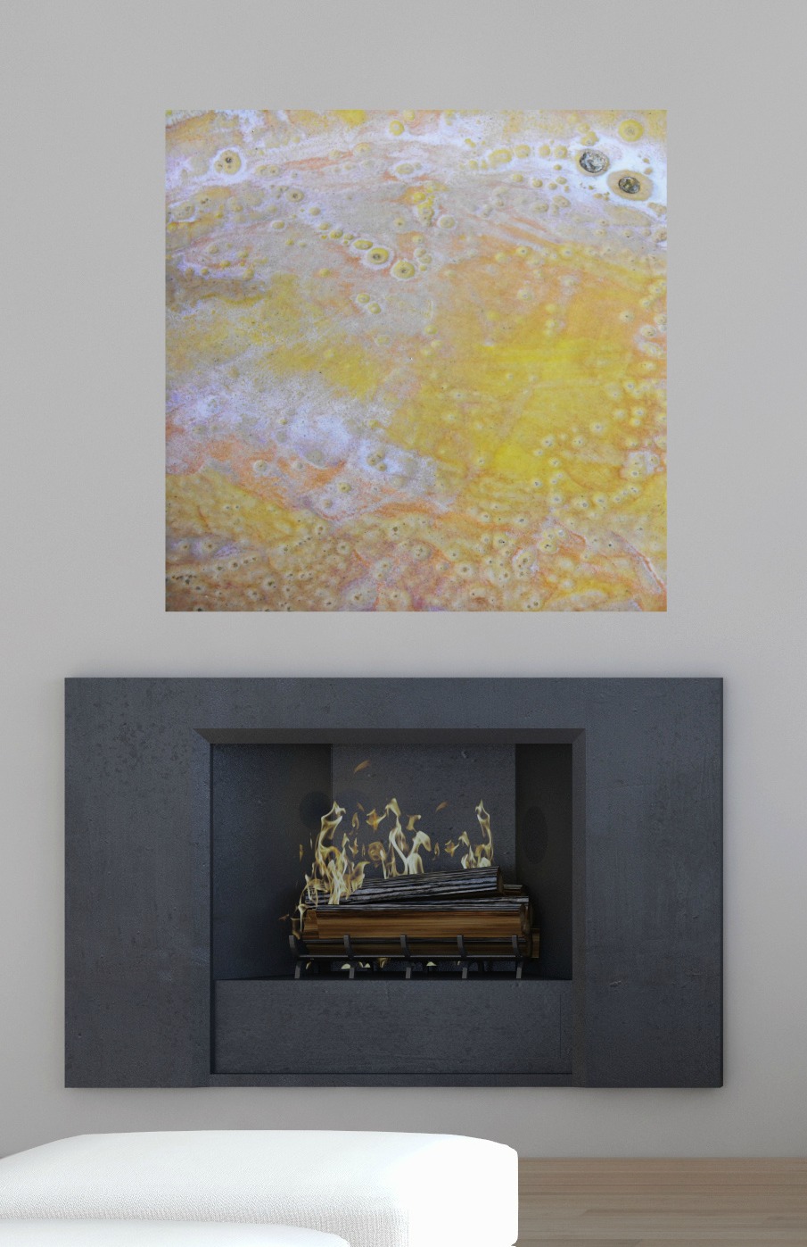 3. v1 Modern Wall Art Giclee Painting in Modern Living Room above Fireplace by Maggie Minor Designs.jpg