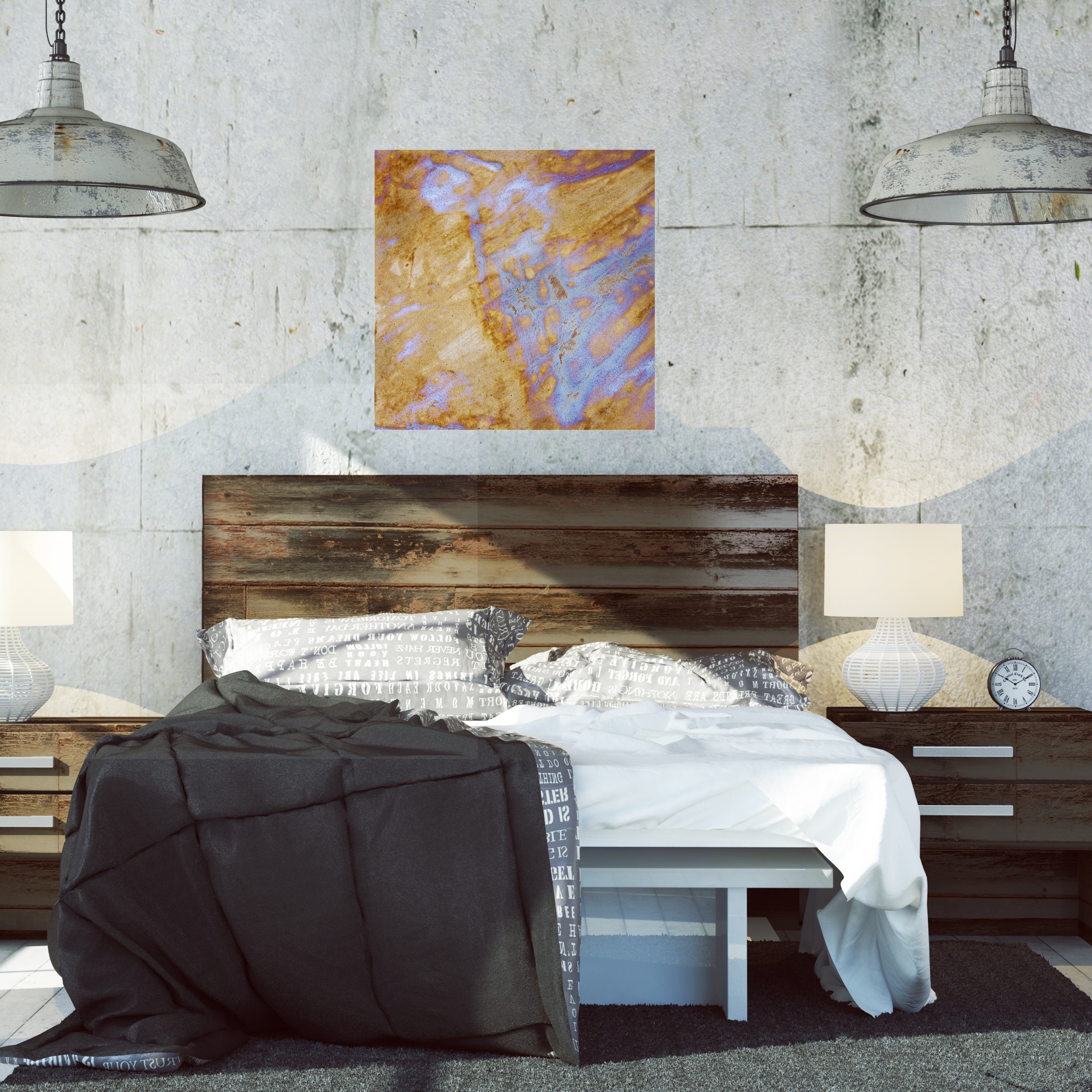 23. v1 Square Loft Bedroom with brown and beige Abstract Canvas Print Maggie Minor Designs.jpg