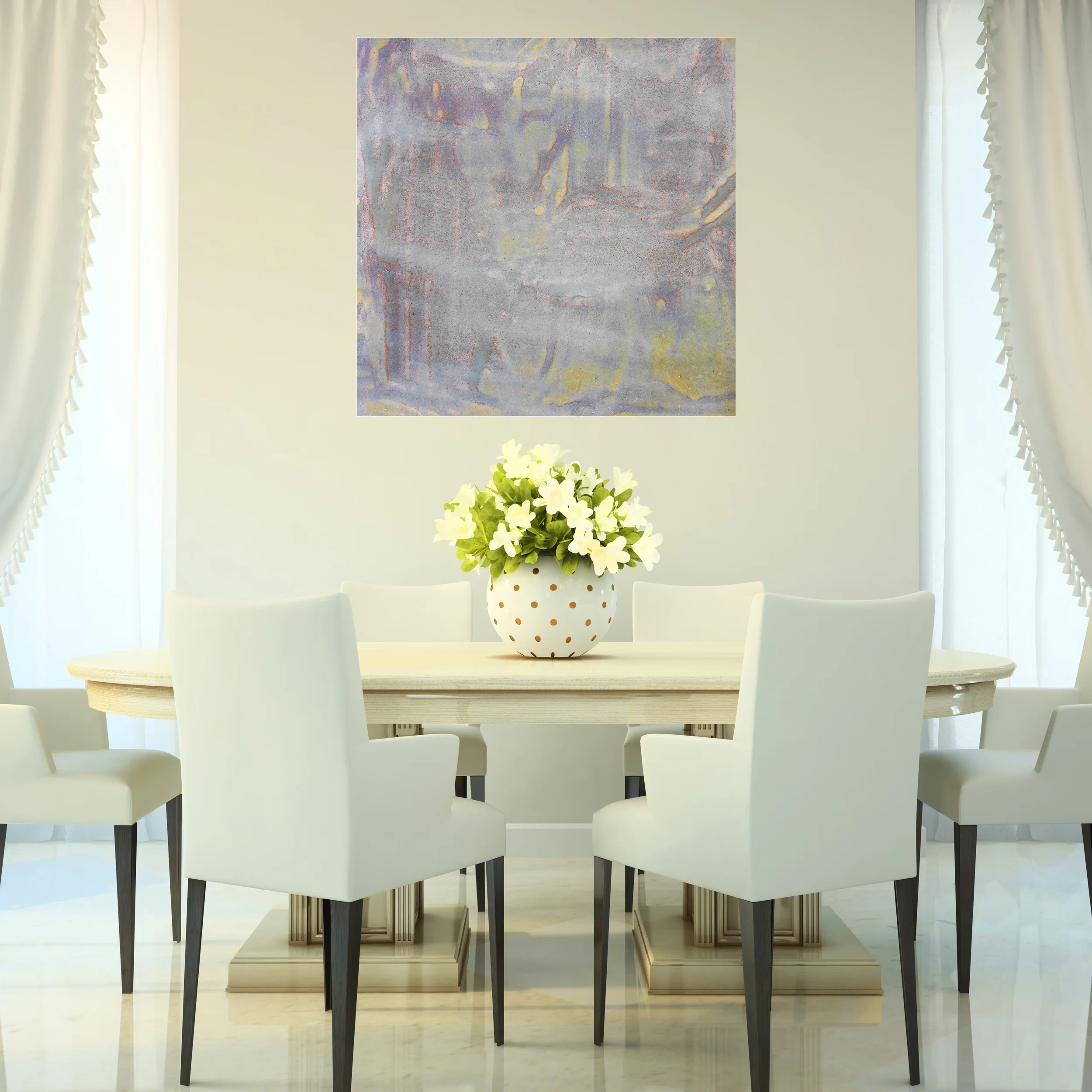 26. Square Elegant Dinning Room with Purple Blue and Yellow Abstract Canvas Print Maggie Minor Designs.jpg