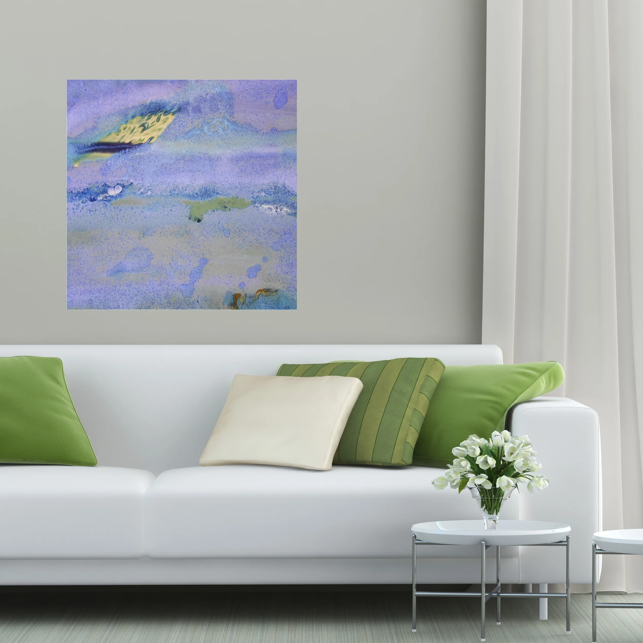 28. v1 Square Elegant Modern Living Room with Purple and Yellow Abstract Canvas Print Maggie Minor Designs.jpg