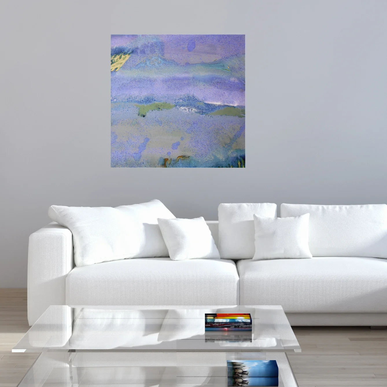 28. v2 Modern Living Room with Purple Blue and Yellow Abstract Canvas Print Maggie Minor Designs.jpg