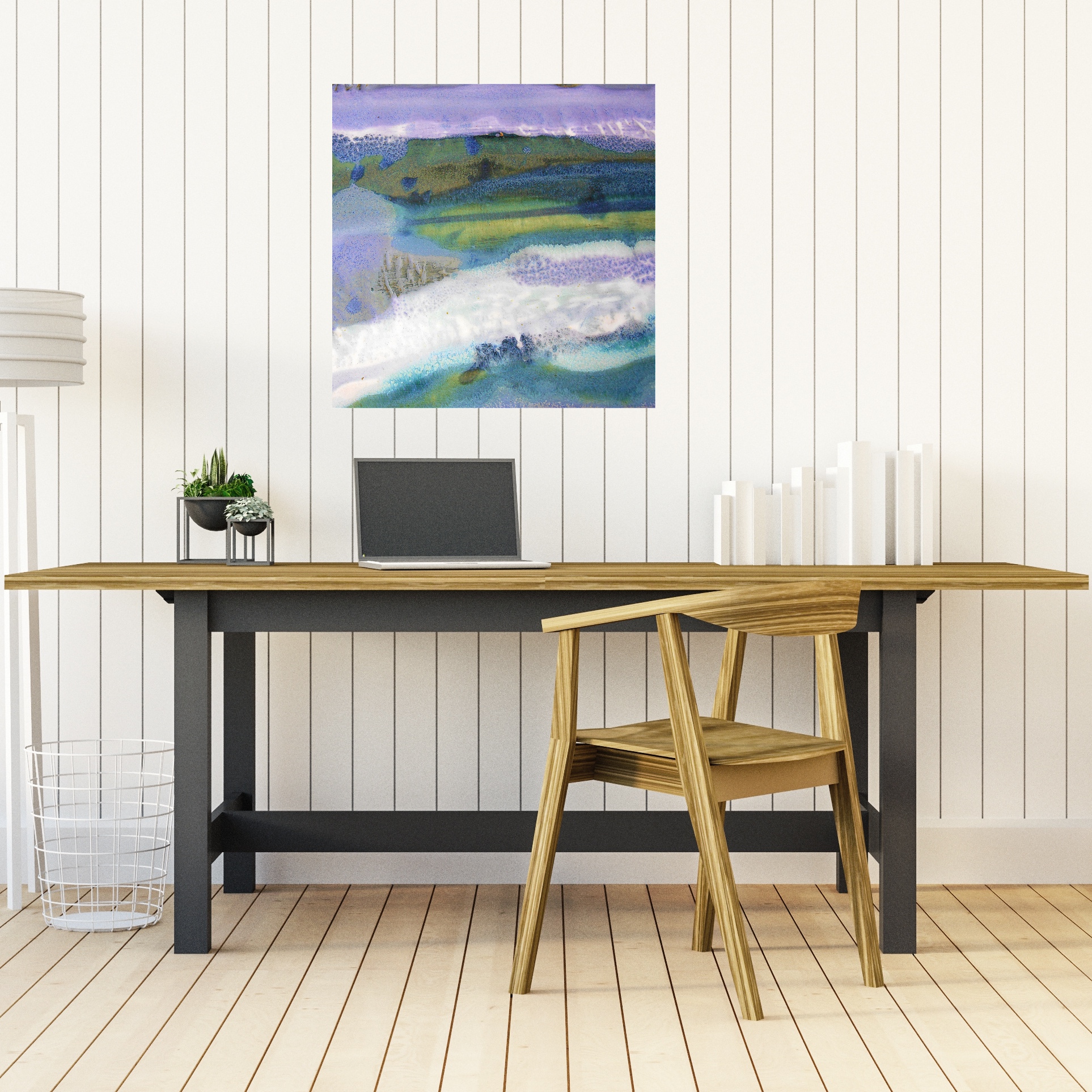 30. v2 Home Office with purple green and white landscape Abstract Canvas Print Maggie Minor Designs.jpg