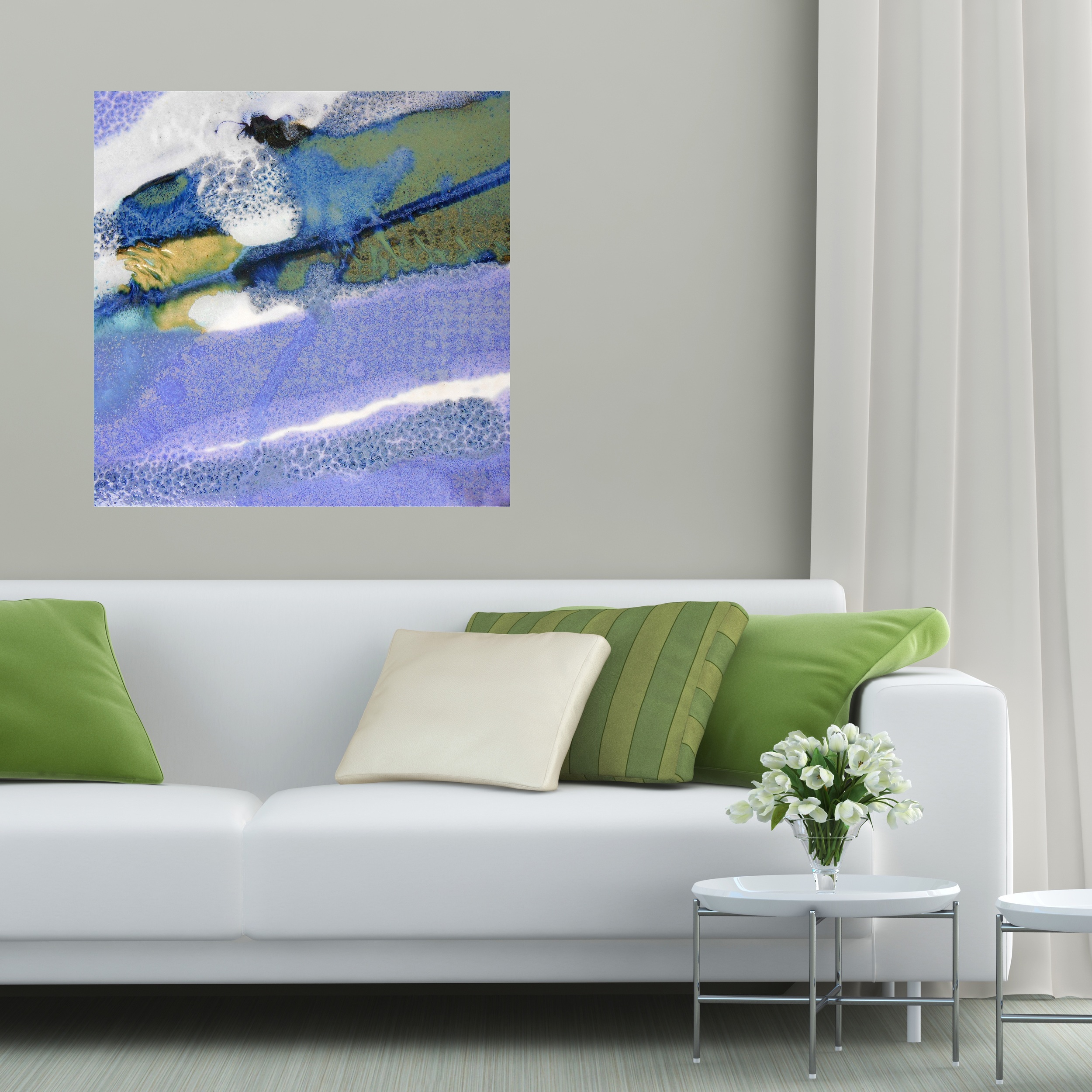 32. v1 Elegant Modern Living Room with purple blue green and white landscpape Abstract Canvas Print Maggie Minor Designs.jpg