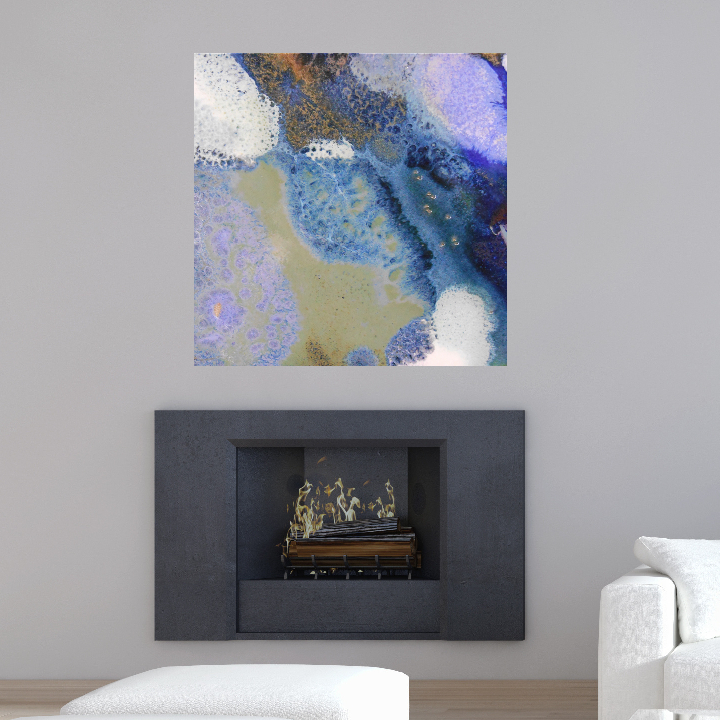 41. v2 Modern Living Room with blue pruple and orange Abstract Canvas Print Maggie Minor Designs.jpg