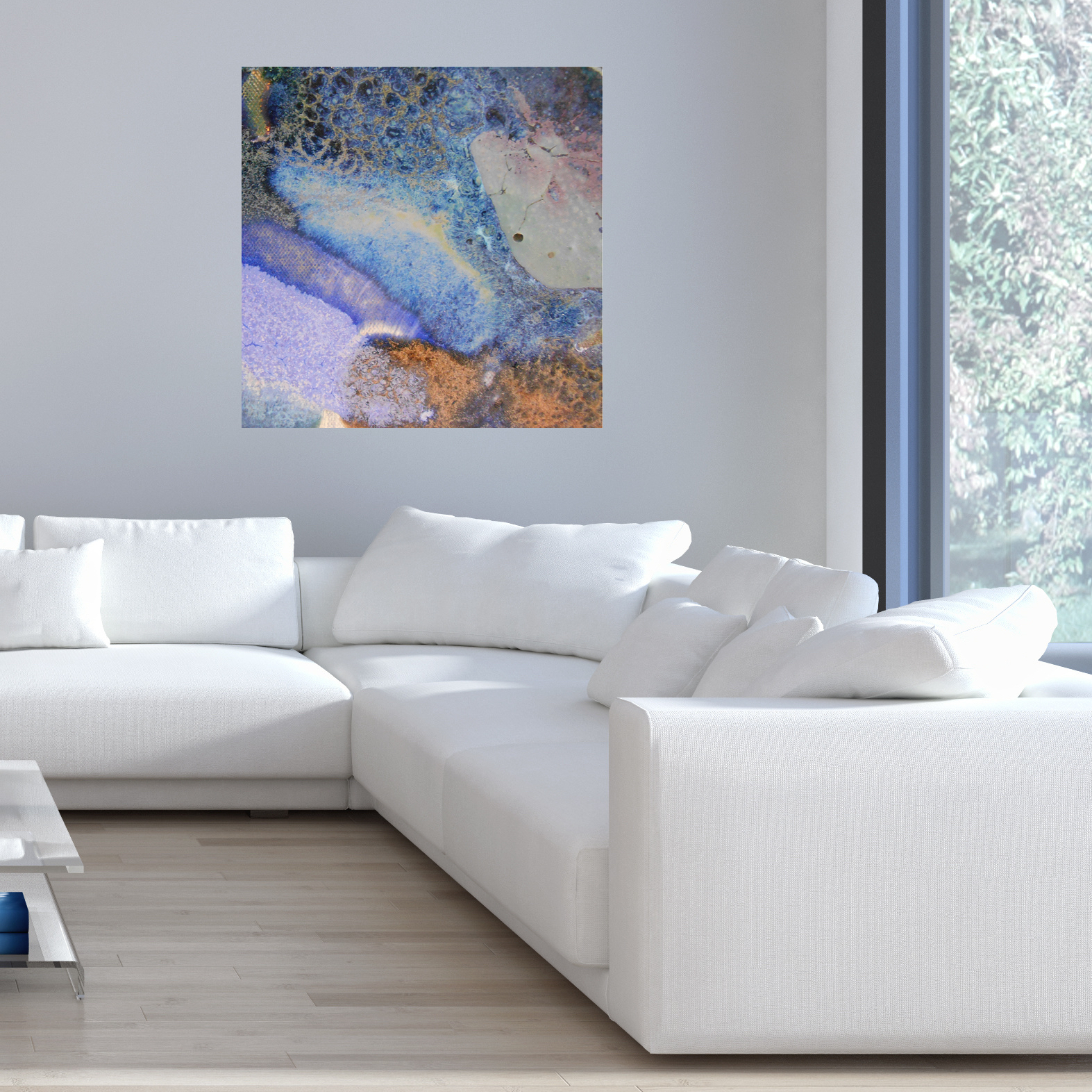 42. v2 Modern Living Room with black blue and orange Abstract Canvas Print Maggie Minor Designs.jpg