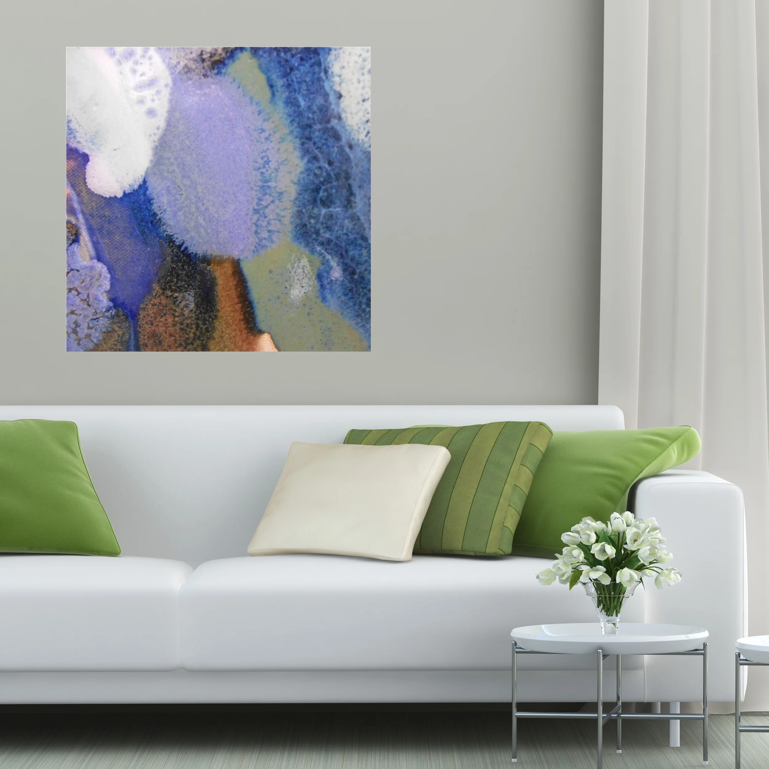 44. Modern Living Room with Squar Purple Blue and White Abstract Canvas Print Maggie Minor Designs.jpg