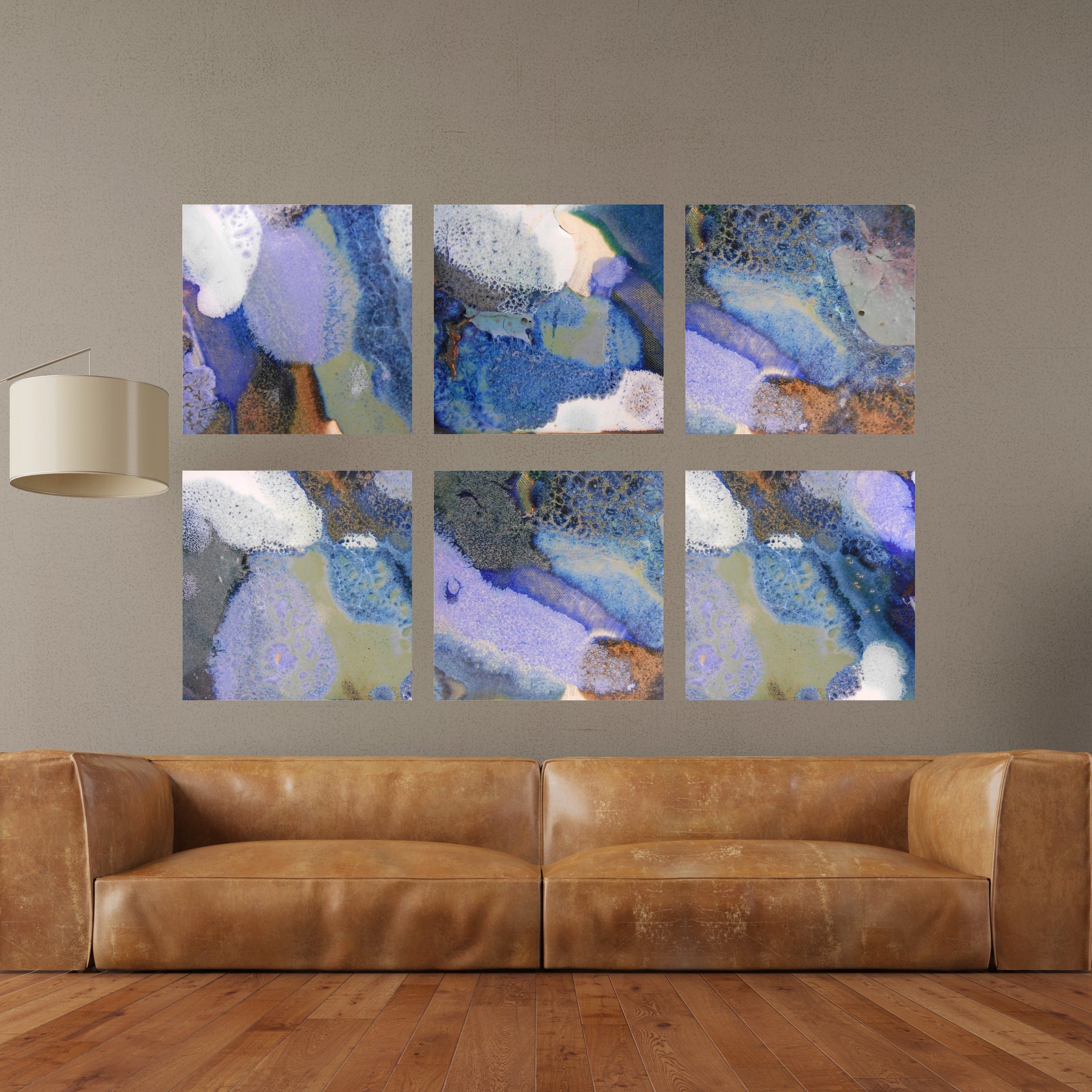 Set Of 6 Bold Colorful Abstract Square Canvas Prints 41 44