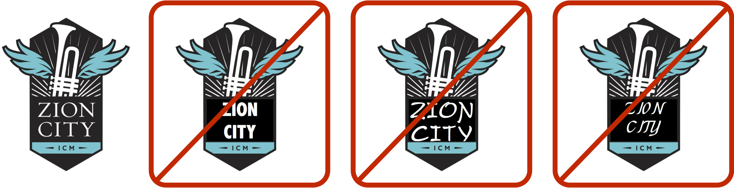 No font changes on, inside, or outside of the logo.