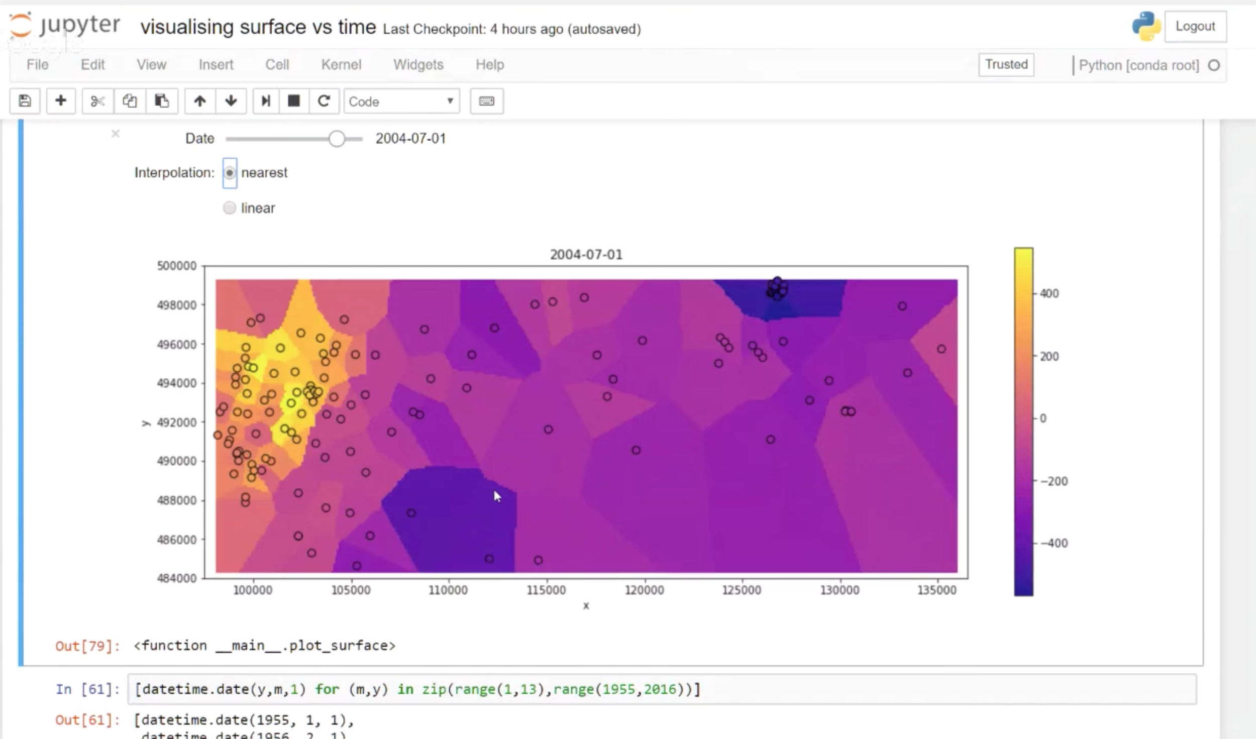 Interactive visualization of Water Table heights over many years.