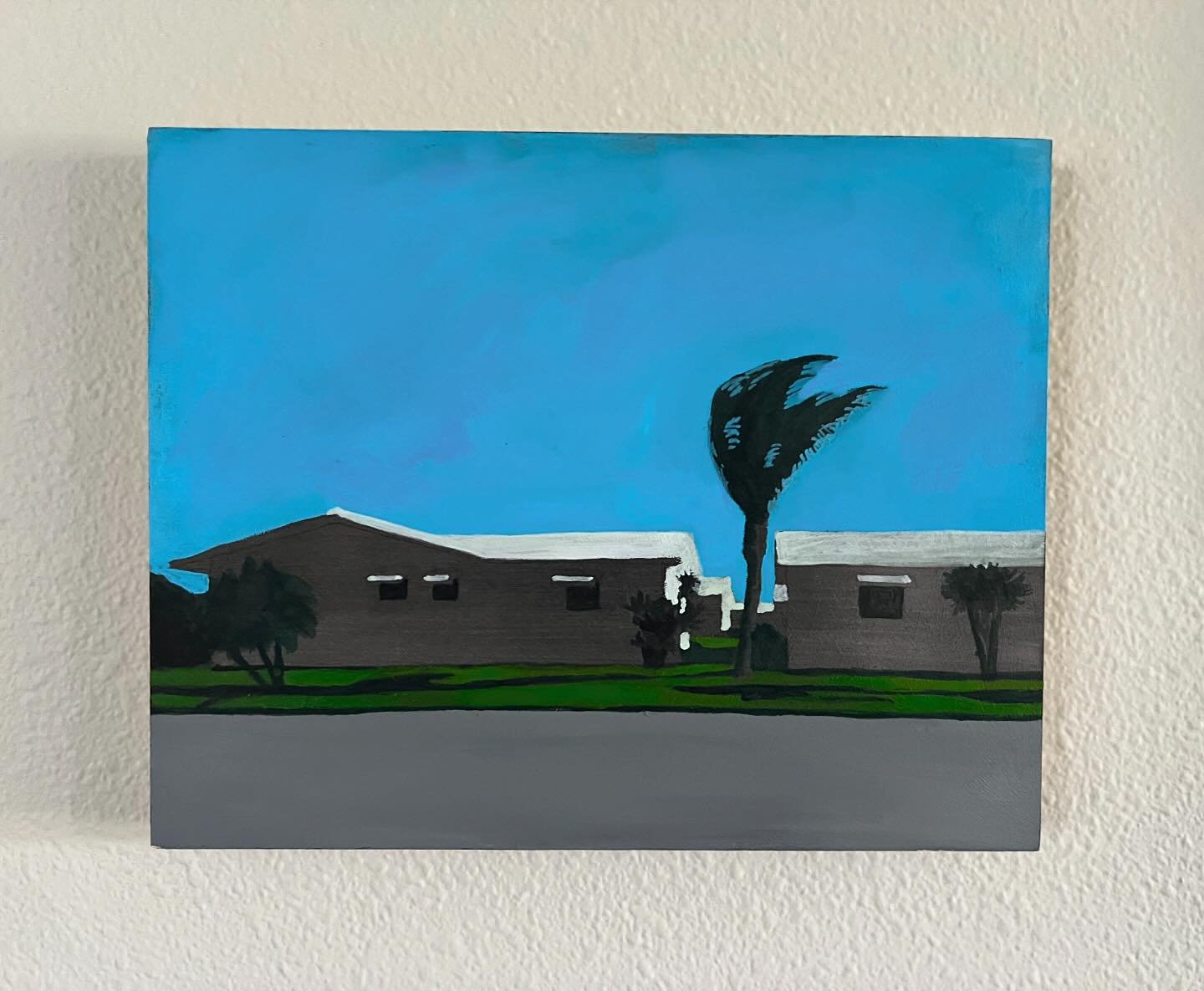 Another oldie, 2015? A swirly day in Leisureville 🌬️ 10x8 acrylic on panel (Sold) #southflorida #orlandoartist