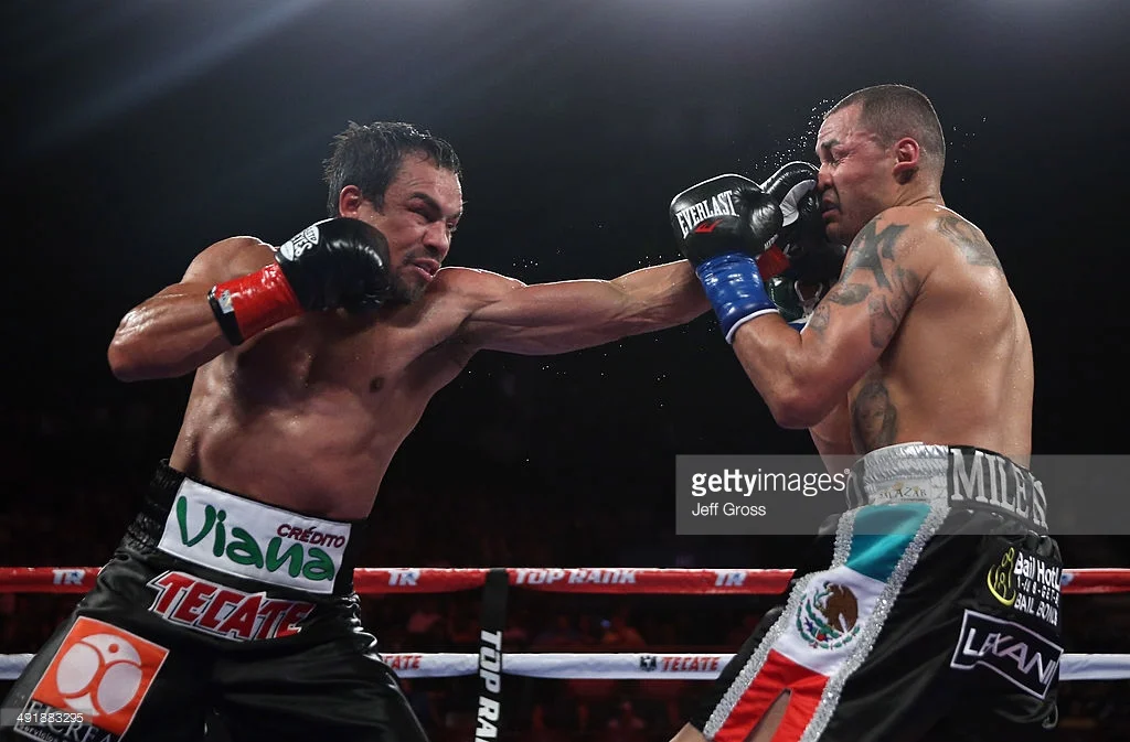Juan Manuel Marquz in his last bout in May 2014 against Mike Alvarado. Photo: Jeff Gross/Getty Images