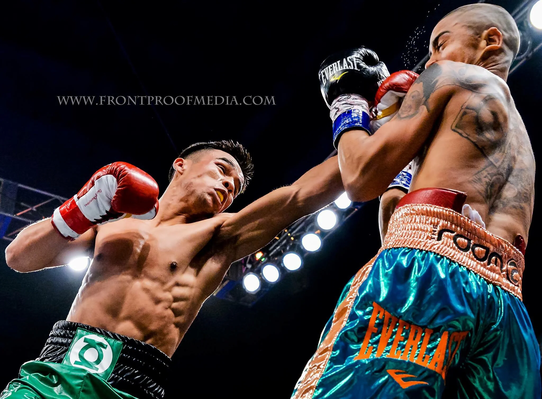 Rafael Rivera lands a left jab on Wilfredo Vazquez Jr. Photo: Joseph Correa/Frontproofmedia.com