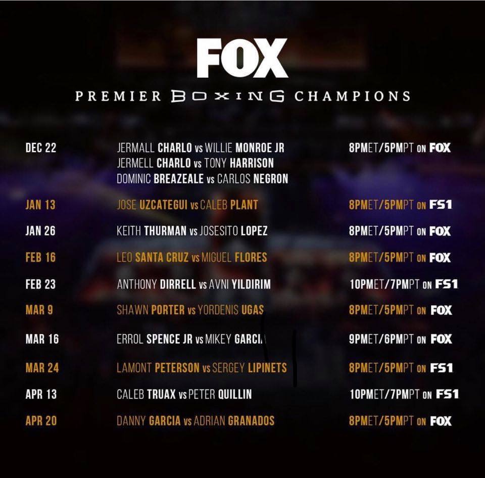 Premier Boxing Champions and FOX Sports Reveal Upcoming 2019 Schedule- Frontproof Media