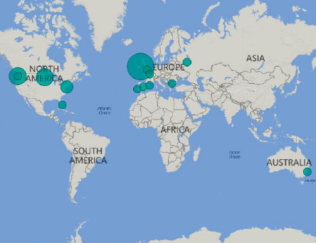 Locations of the 28 users we interviewed in 3 weeks.