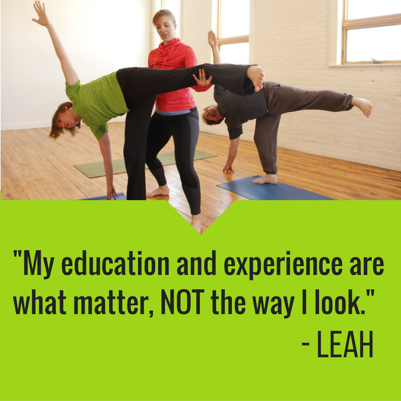 I am a personal trainer. I am no longer competing with other trainers to see who looks the most "cut." I #moveforjoy instead and teach my clients to do the same. My education and experience are what matter, NOT the way I look. Find more from Leah here: www.embracethewobble.com