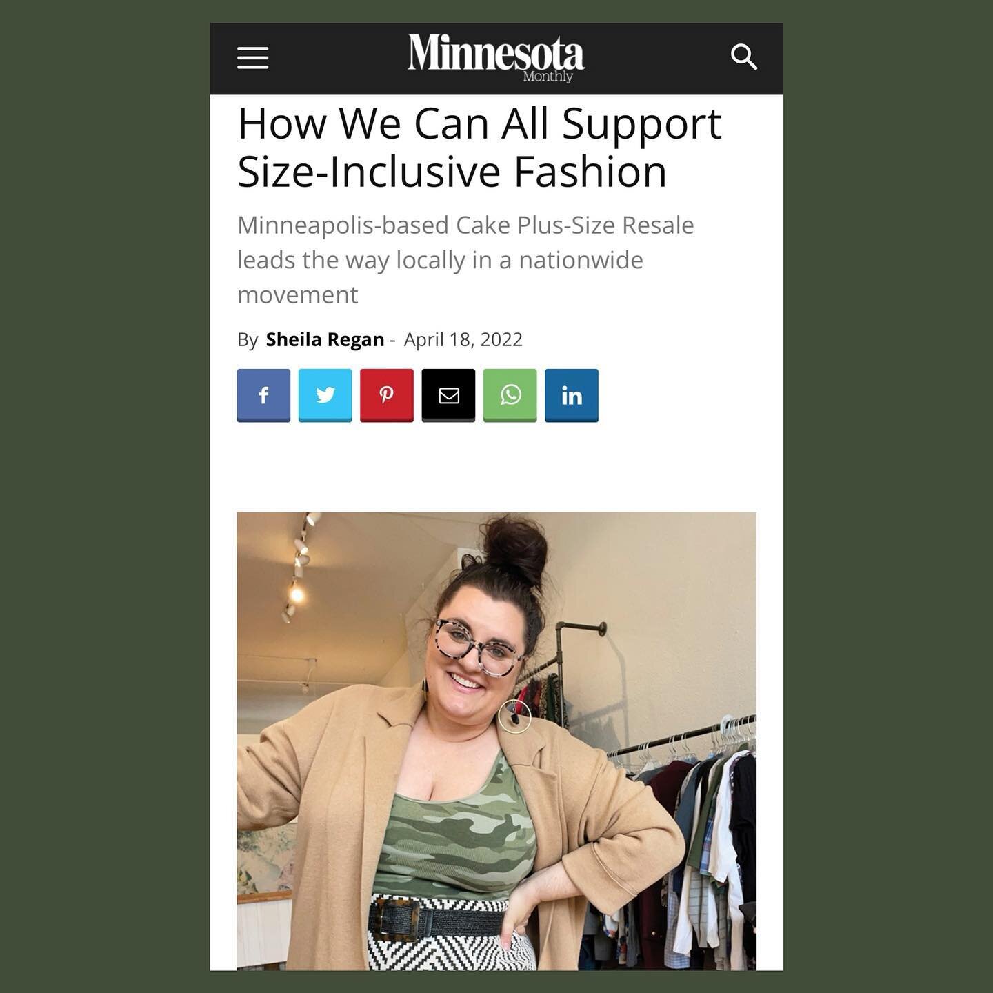 It&rsquo;s me, @paxyshia, and @cakeplussize in @mnmomag talking about size-inclusive fashion&hellip;

The topic fat folks have been keenly aware of for *shrugs* forever that&rsquo;s now starting to be covered a bit more broadly. 

Happy Minnesota Mon