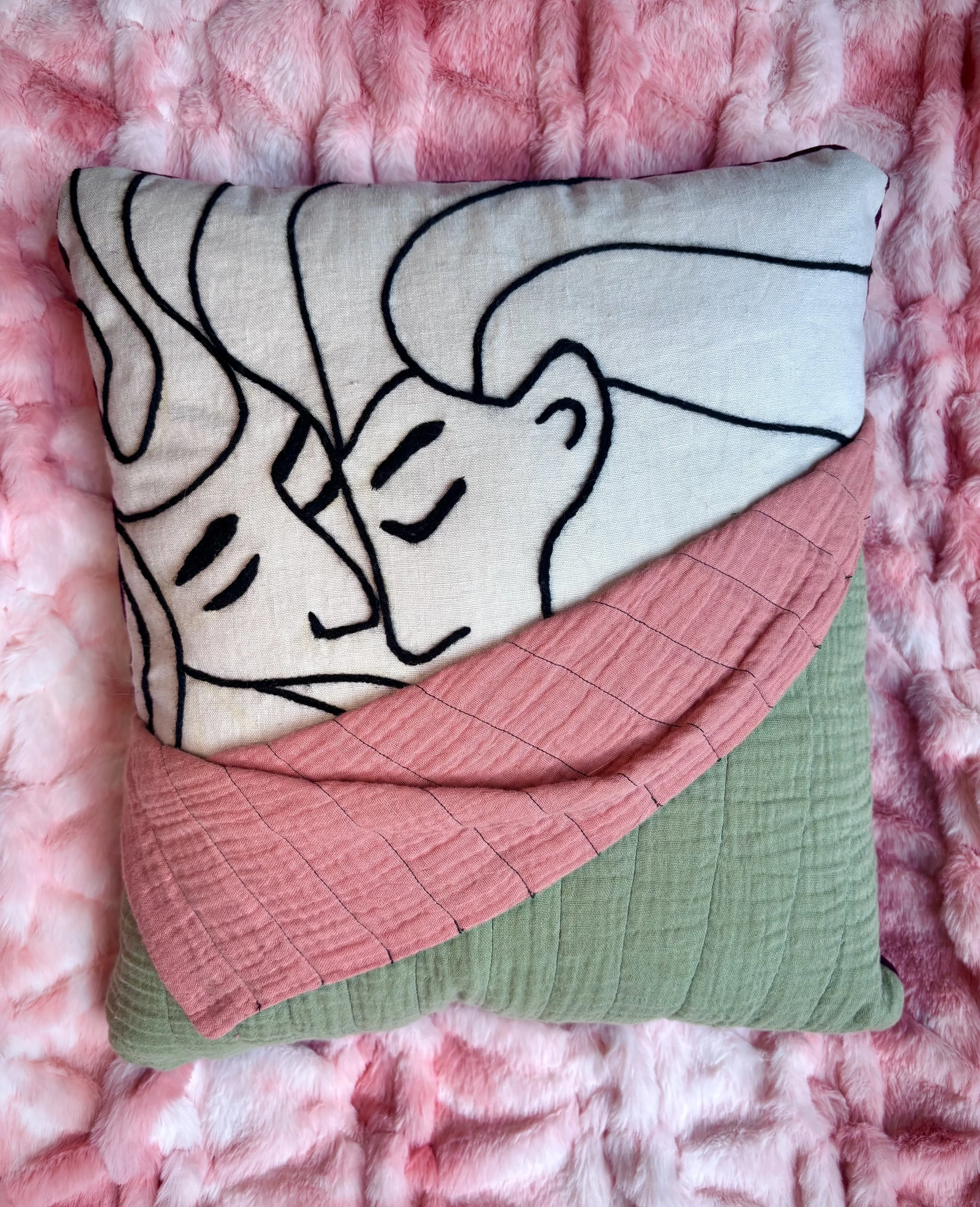 Topstitched Illustrated Pillow