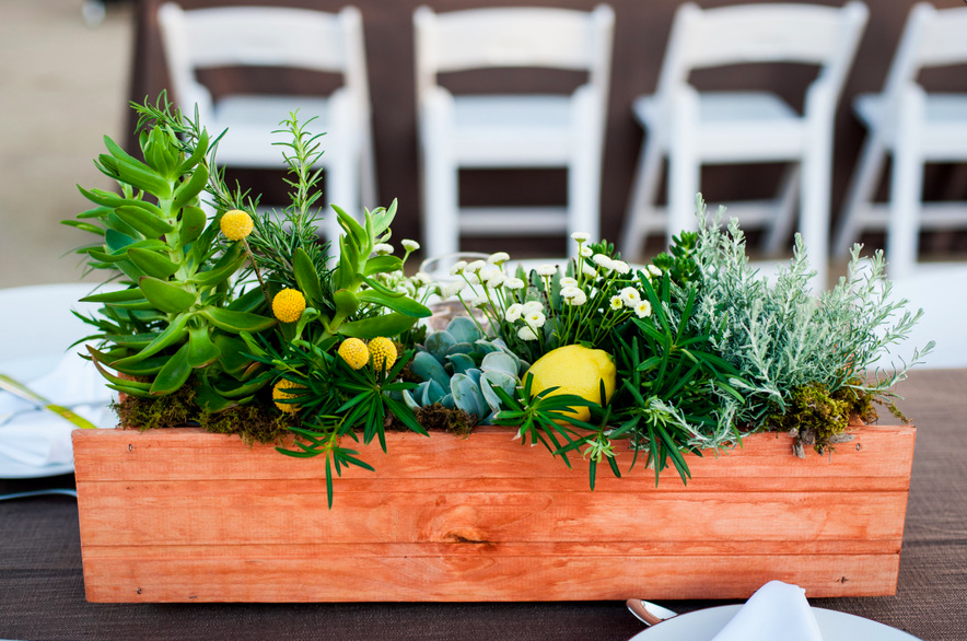 Window boxes made the perfect centerpieces for 19 tables.