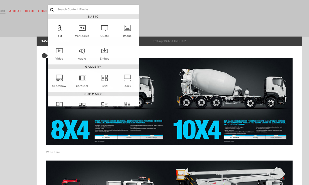 Inserting image content block into site.