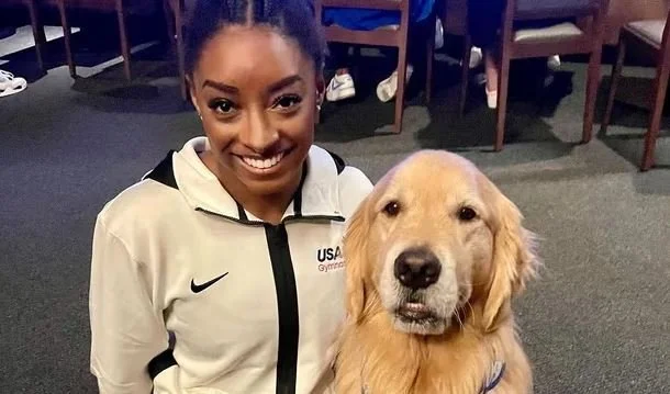 Au Revoir: Golden Retriever Beacon Shares Gold Medals With Biles at Paris Olympics&nbsp;