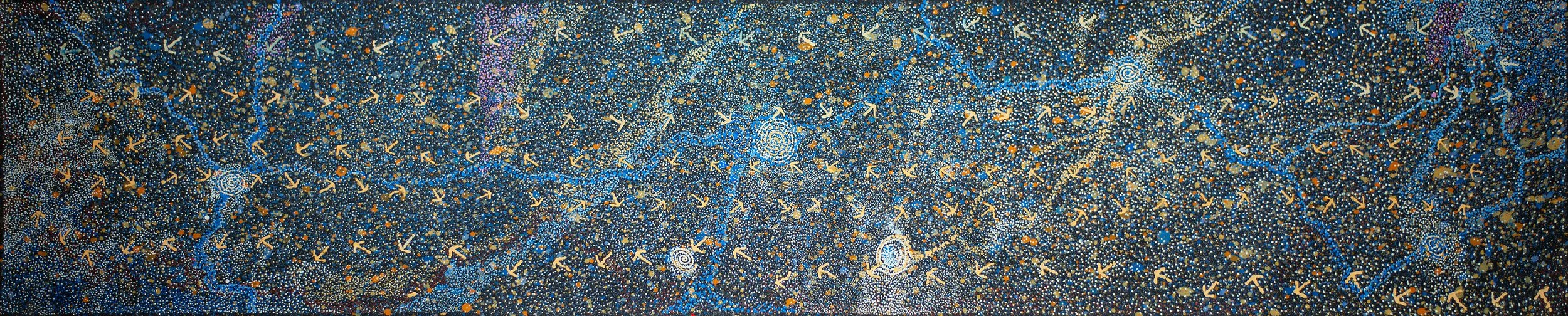 Lloyd Jampijinpa Brown - Yankirri Jukurrpa (Emu Dreaming) - Ngarlikirlangu - 152 × 35 cm - 4104/25
