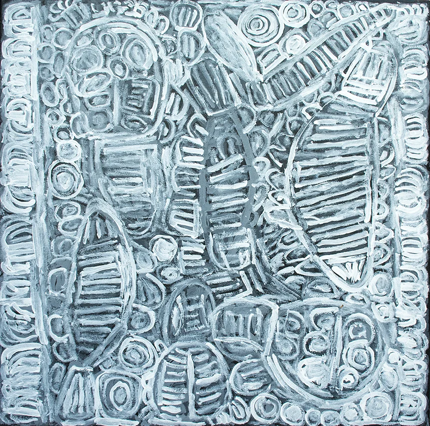 Sonia Kurarra - Martuwarra (ancestral stories) 90 x 90 cm (sold)