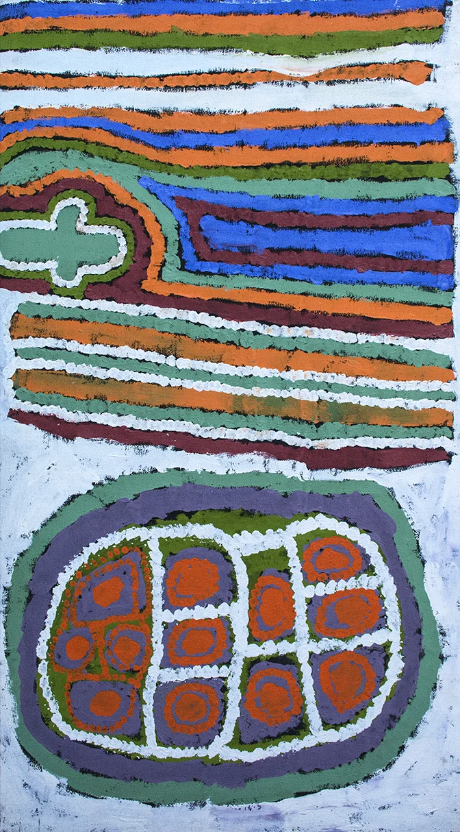 Weaver Jack - Desert way with community and jila - 106,5 x 60 cm - 26689