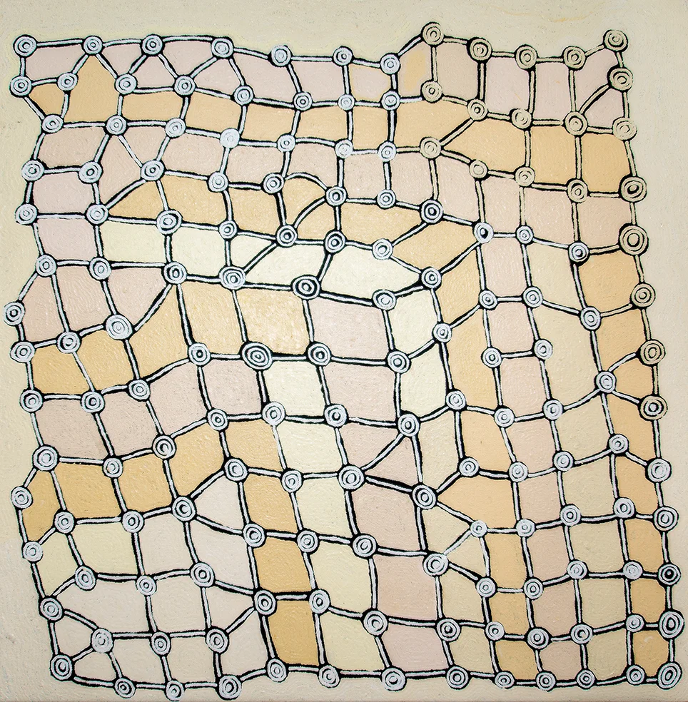 Yakari Napaltjarri - Women’s ceremonies at rockhole of Ngaminya - 91 x 91 cm