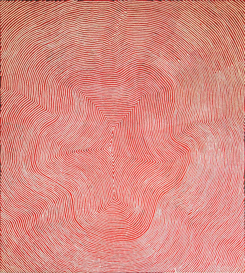 Warlimpirrnga Tjapaltjarri - Swamp site of Marawa ( Tingari cycle ancestral stories) - 137 x 122 cm (sold)