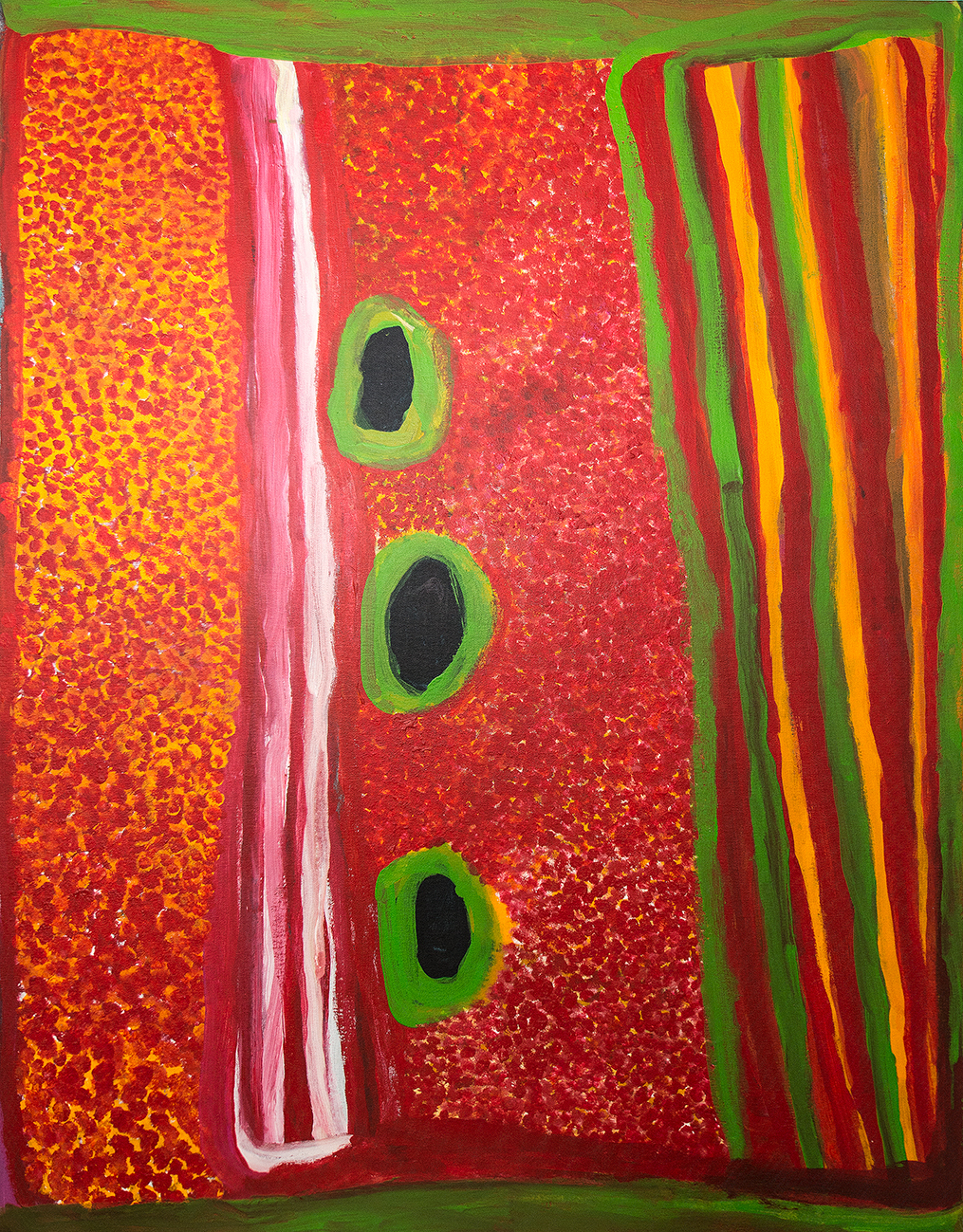 Three Jila's waterhole's - Nada TJIGILA RAWLINS - 120 x 90 cm (sold)