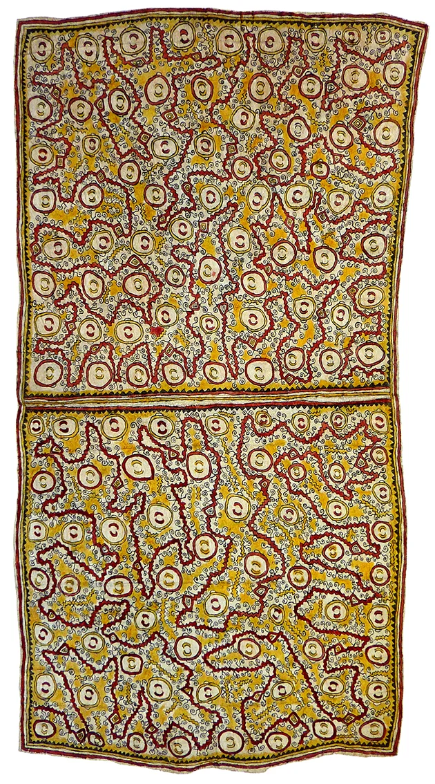 Dapeni Jonevari (Mokokari) - Men’s ceremonial initiation tattoos (Heads of men, pattern of a leaf, jungle vines, Siha’e fruit design of the bellybutton and Ömie mountains