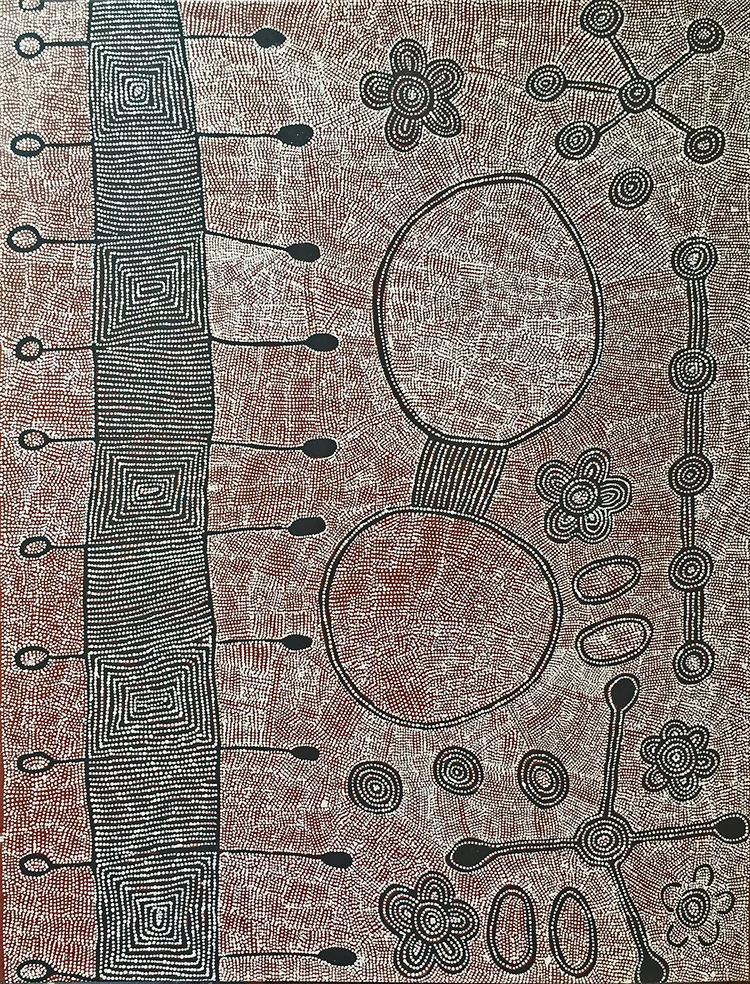 Yalti Napangati - Marrapinti nose bones ceremonies - 122 x 91 cm (sold)