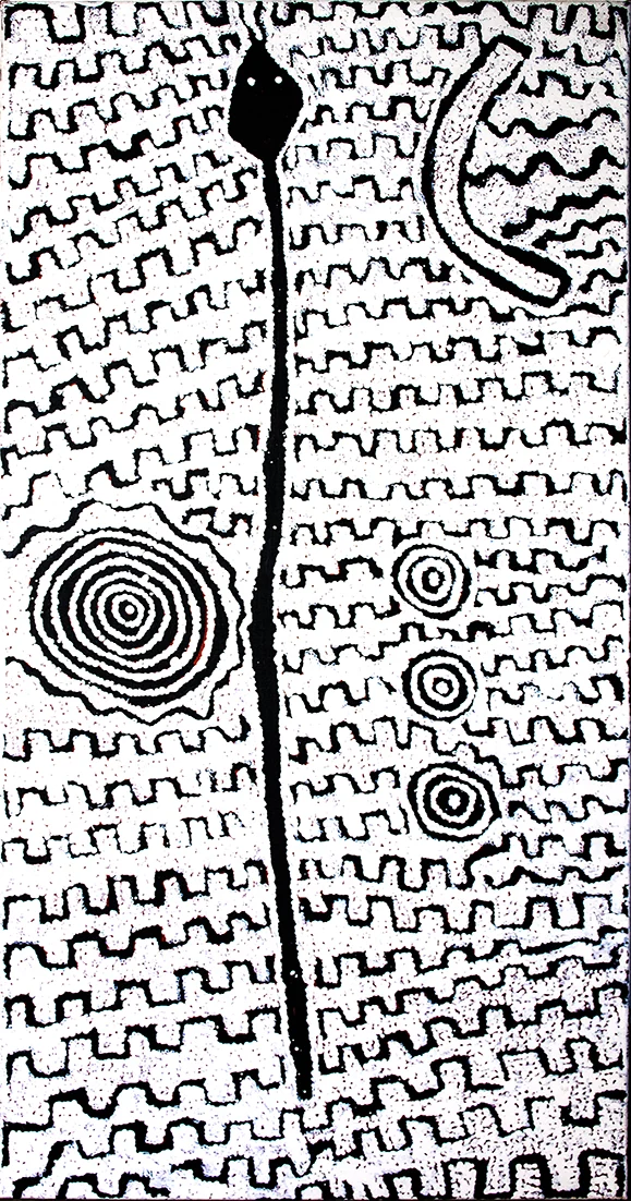 Morris Gibson Tjapaltjarri - Salt lake site of Kaakuratintja - Tingari stories (sold)