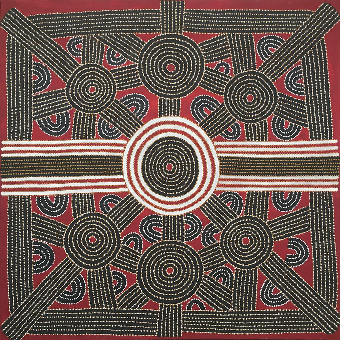 Dave Ross Pwerle - Young men's instruction - 1999 - 120 x 120 cm