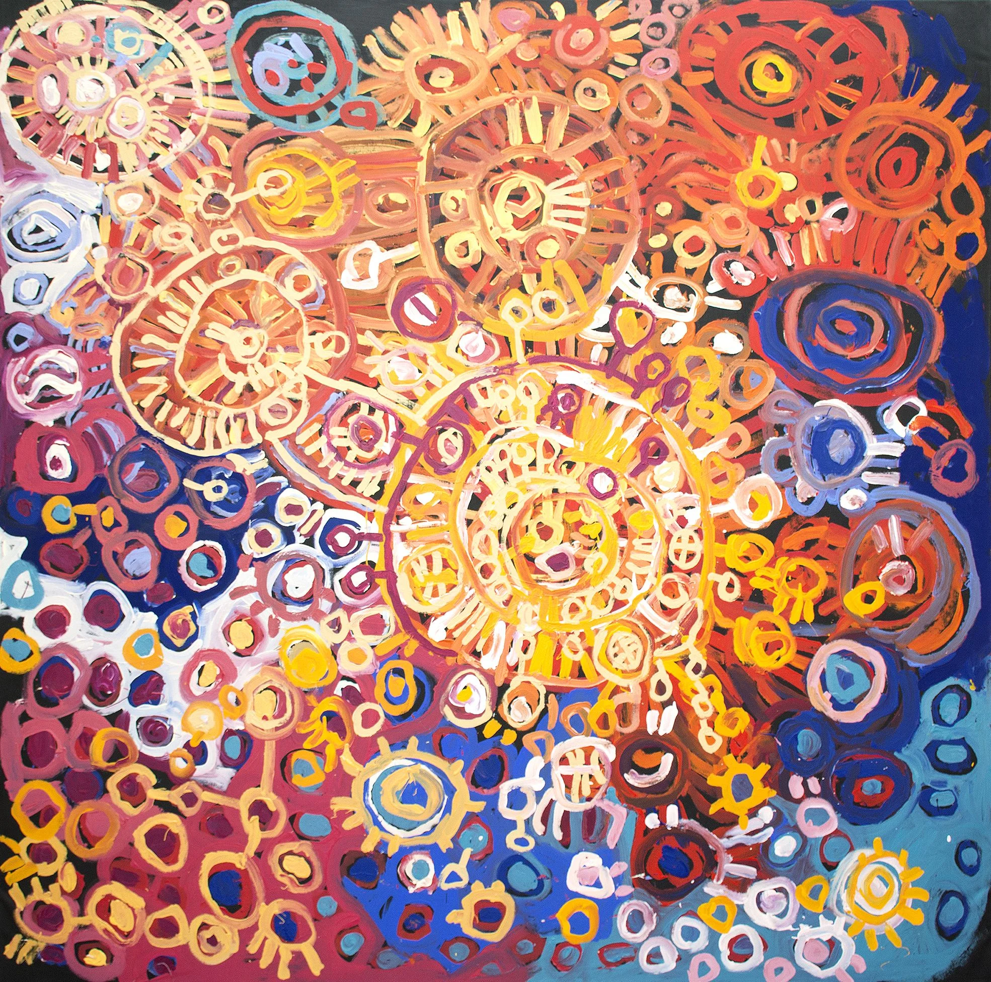 Imatjala Curley and Paniny Mick kapi Tjukurla - Women collaborative - 198x197 cm