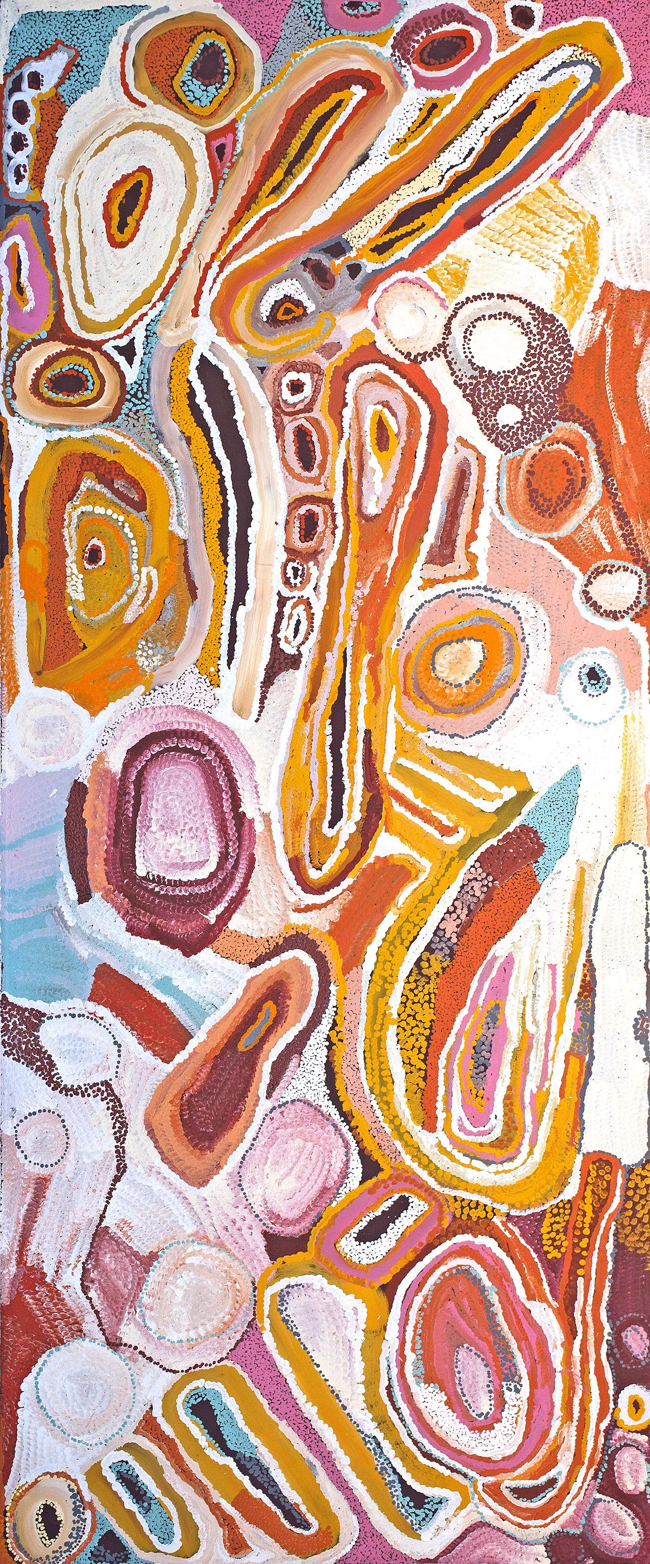 Peinture-aborigene-collaborative-Collaborative painting - Bugai Whyoulter - Jakayu Biljabu - Biddy Bunawarrie