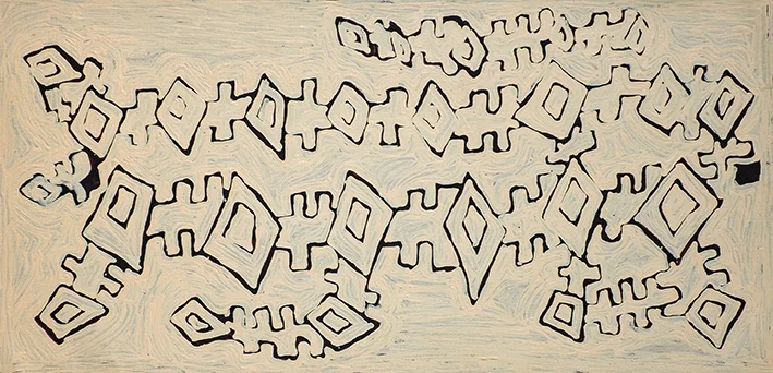 Nyilyari Tjapangati - Salt Lake site of Lake Mackay - 91 x 46 cm (sold)