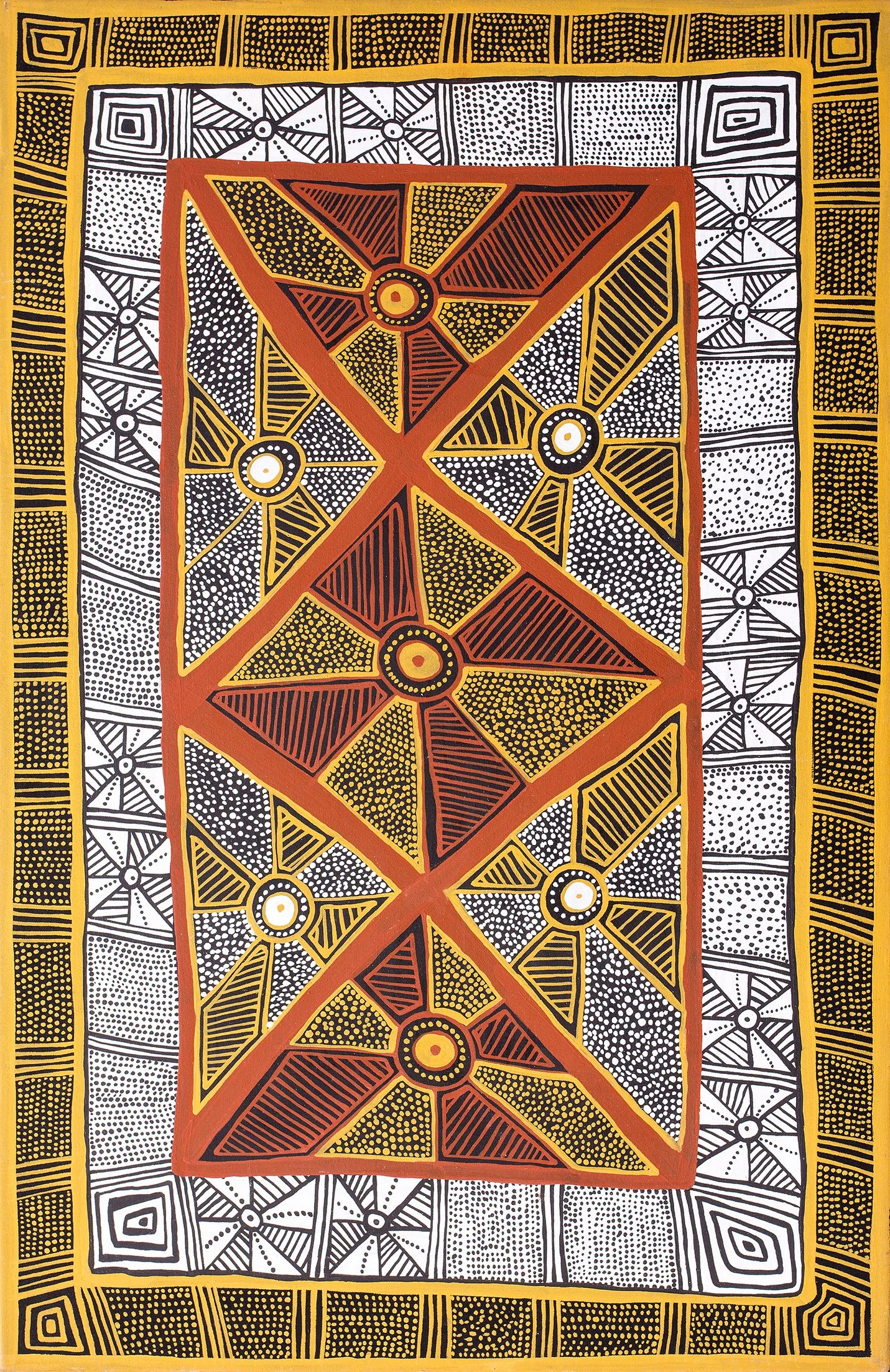 Thecla Bernadette Puruntatameri - Jilamara Dances - 120 x 80 cm - 14-231 (sold)