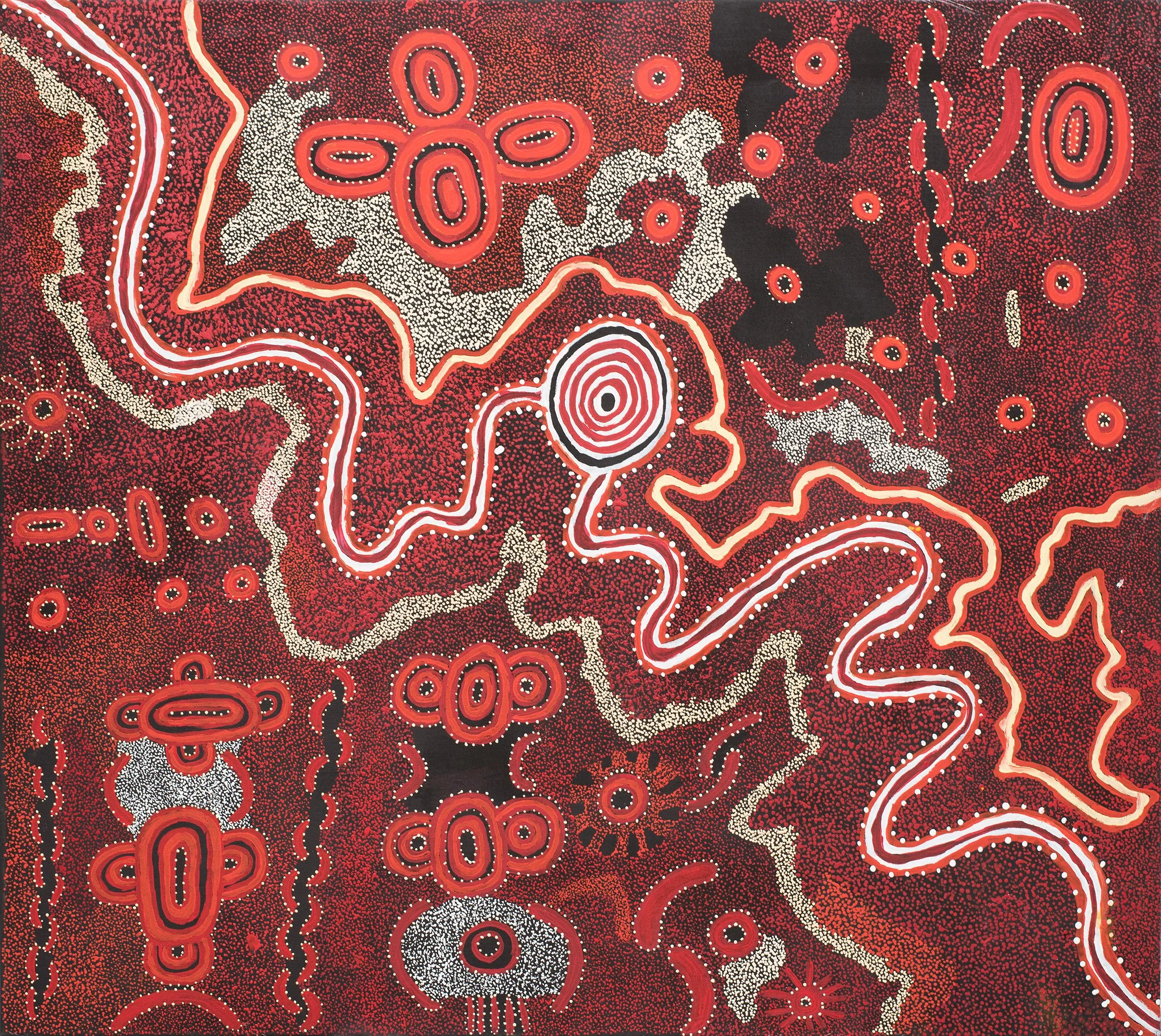 David Miller - Perentie man Tjukurrpa - 120 x 108 cm - 17-264