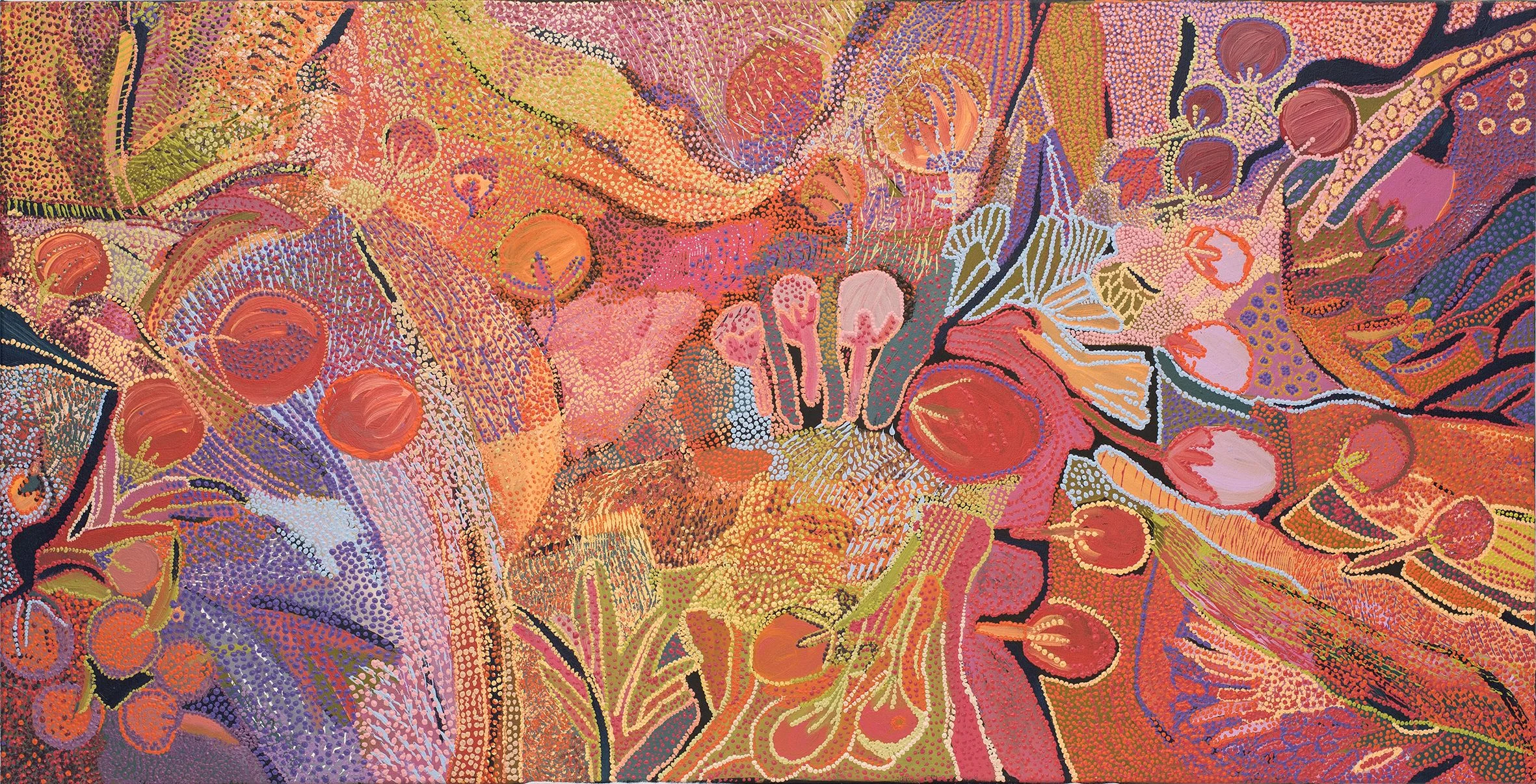 Patsy Mudgebell - Bush Tucker Fusion - 150 x 75 cm - 164-19 (sold)