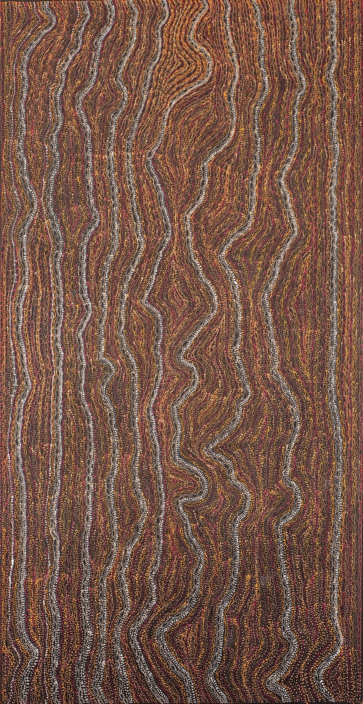 Sabrina Nangala Robertson - Ngapa Jukurrpa (Water Dreaming) - Pirlinyarnu - 240 x 122 cm - 32/19 (sold)