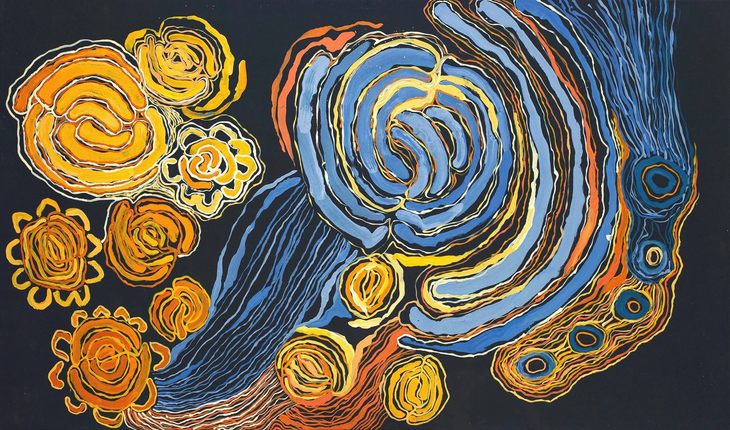 Ruth Fatt - Kuru Ala - Seven Sisters’ story - 200 x 120 cm - 18-058a - peinture Aborigène