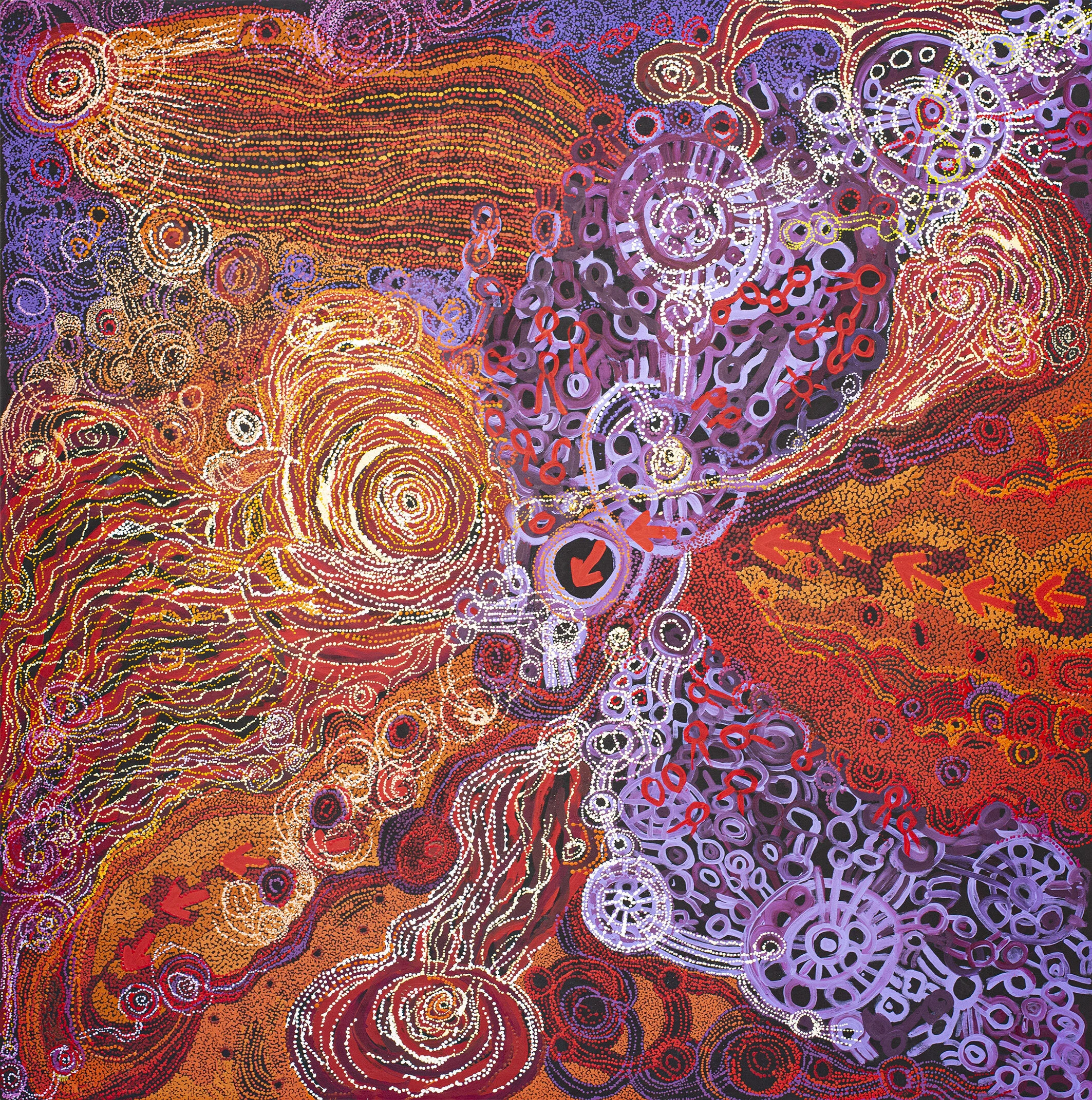 Women Collaborative - Nganampa Ngura - Our Country - 200 x 200 cm - 153-21 - art aborigene