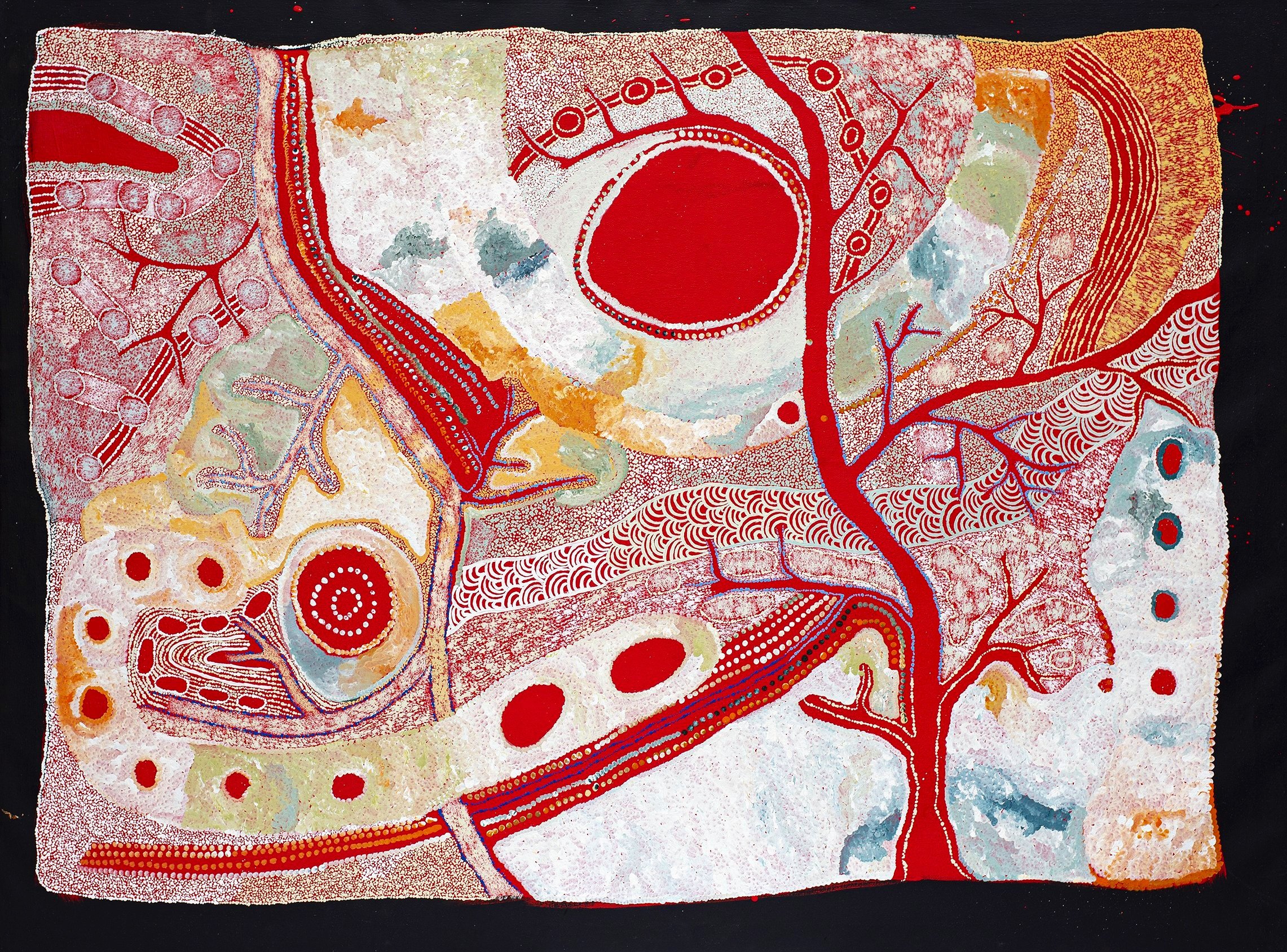 Betty Campbell & Tanya Umatji Tjapalyi - Tjungu - Walytjaku inma - 200x150cm - 843-22 (sold)