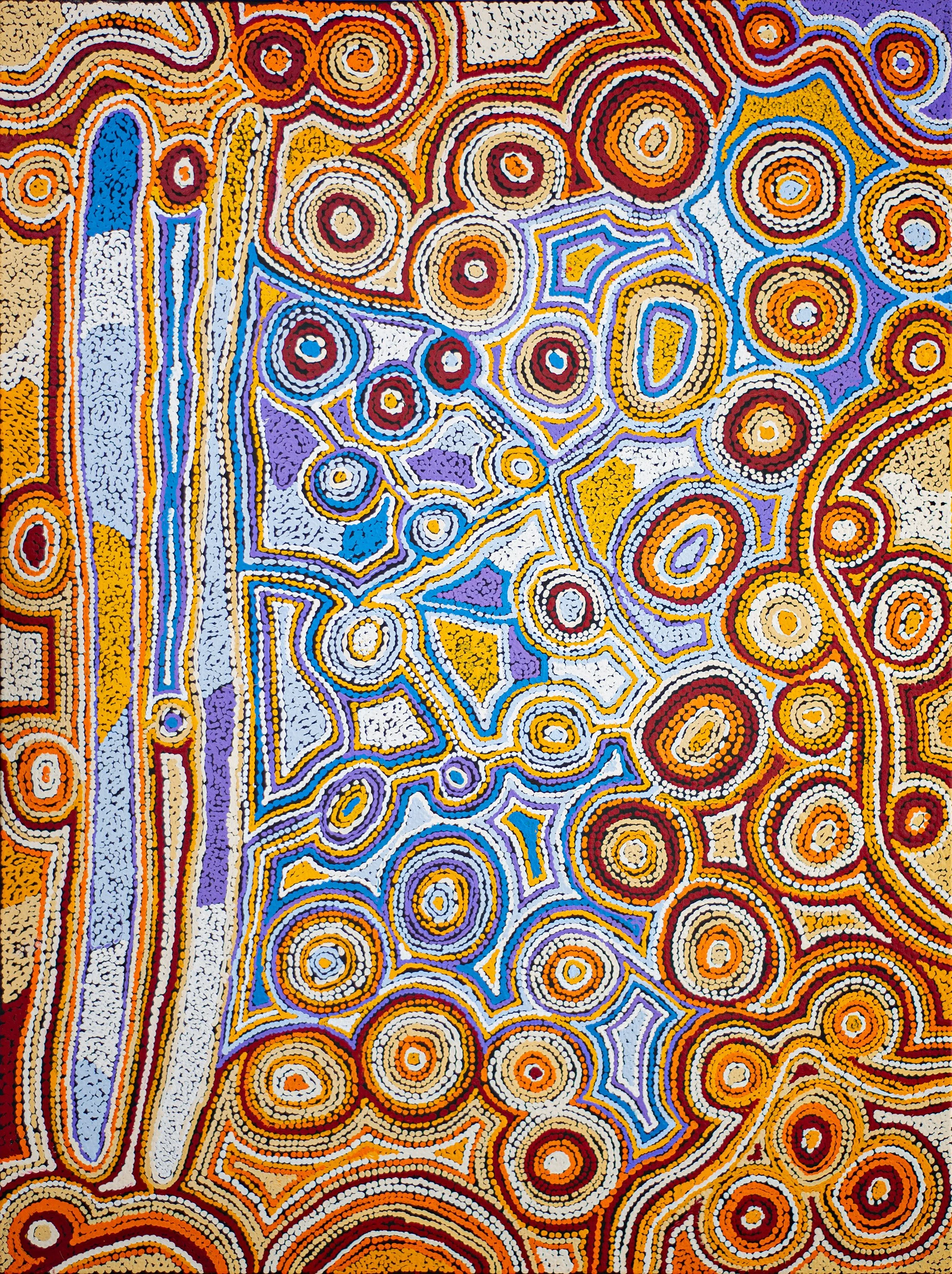 Sarah Napaljarri Sims  - Mina Mina Jukurrpa (Mina Mina Dreaming) - 122 x 91 cm -797/25ny